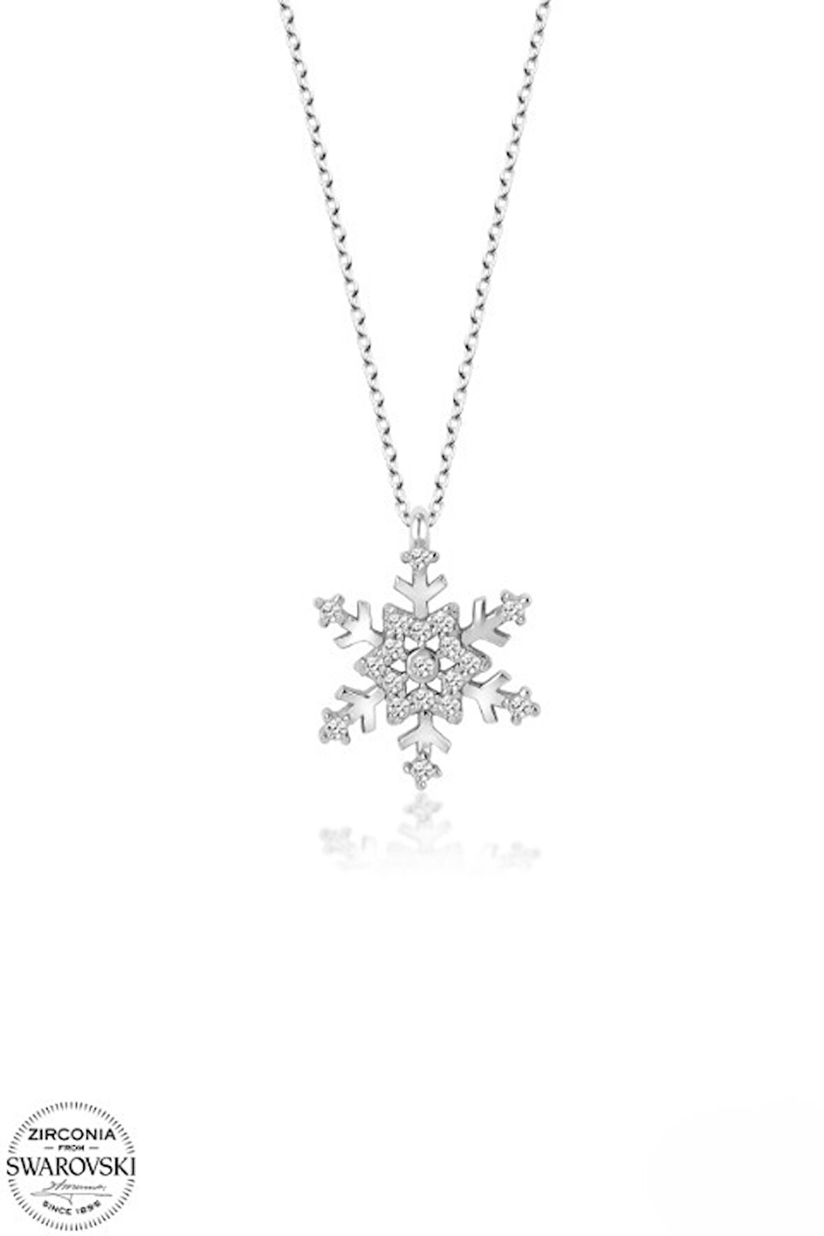 SWAROVSKİ TAŞLI  ZİRCONİA KAR TANESİ 925 AYAR GÜMÜŞ KOLYE