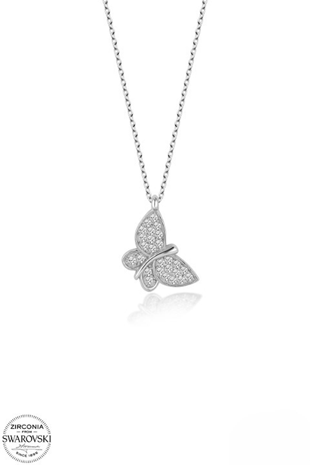 SWAROVSKİ TAŞLI  ZİRCONİA KELEBEK 925 AYAR GÜMÜŞ KOLYE
