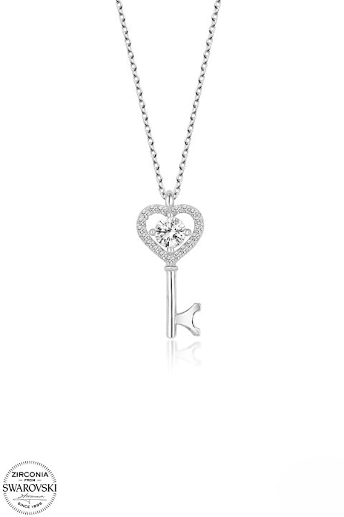 SWAROVSKİ TAŞLI  ZİRCONİA ANAHTAR 925 AYAR GÜMÜŞ KOLYE
