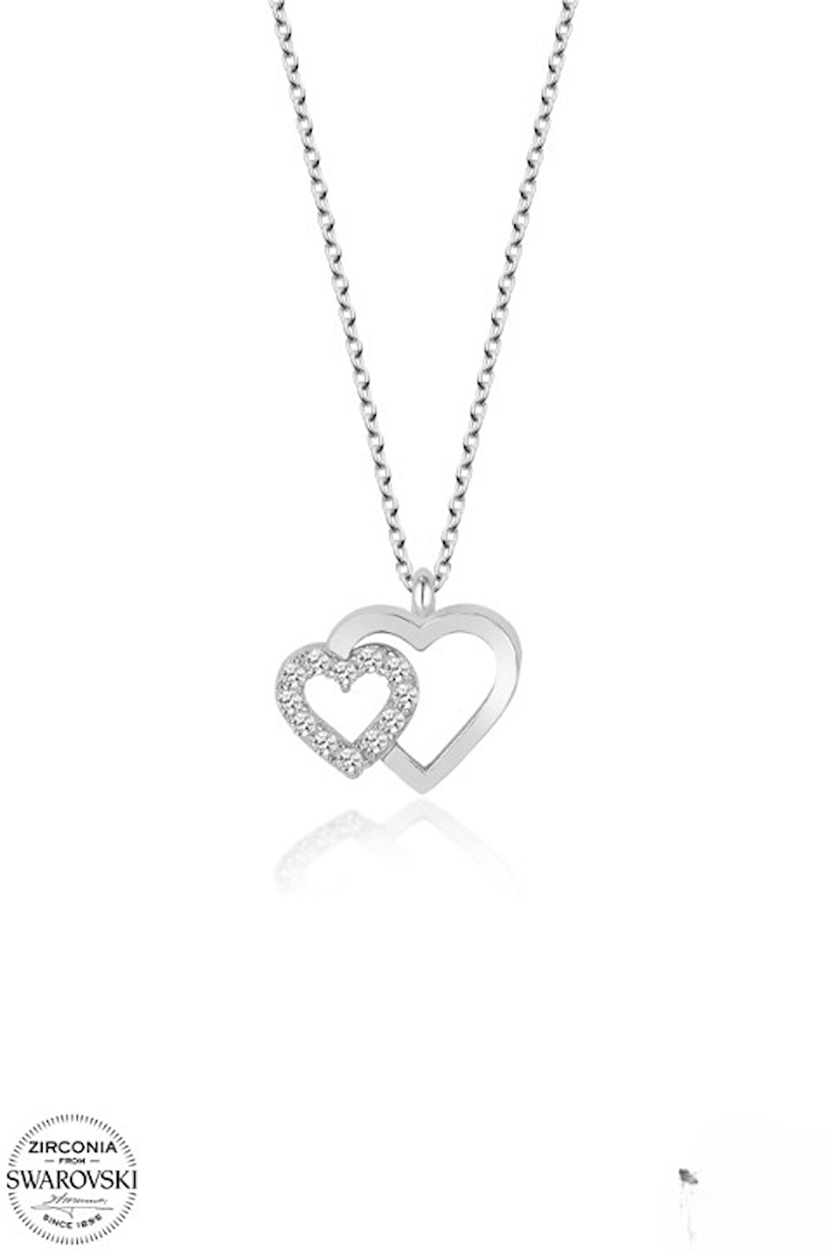 SWAROVSKİ TAŞLI  ZİRCONİA KALP 925 AYAR GÜMÜŞ KOLYE