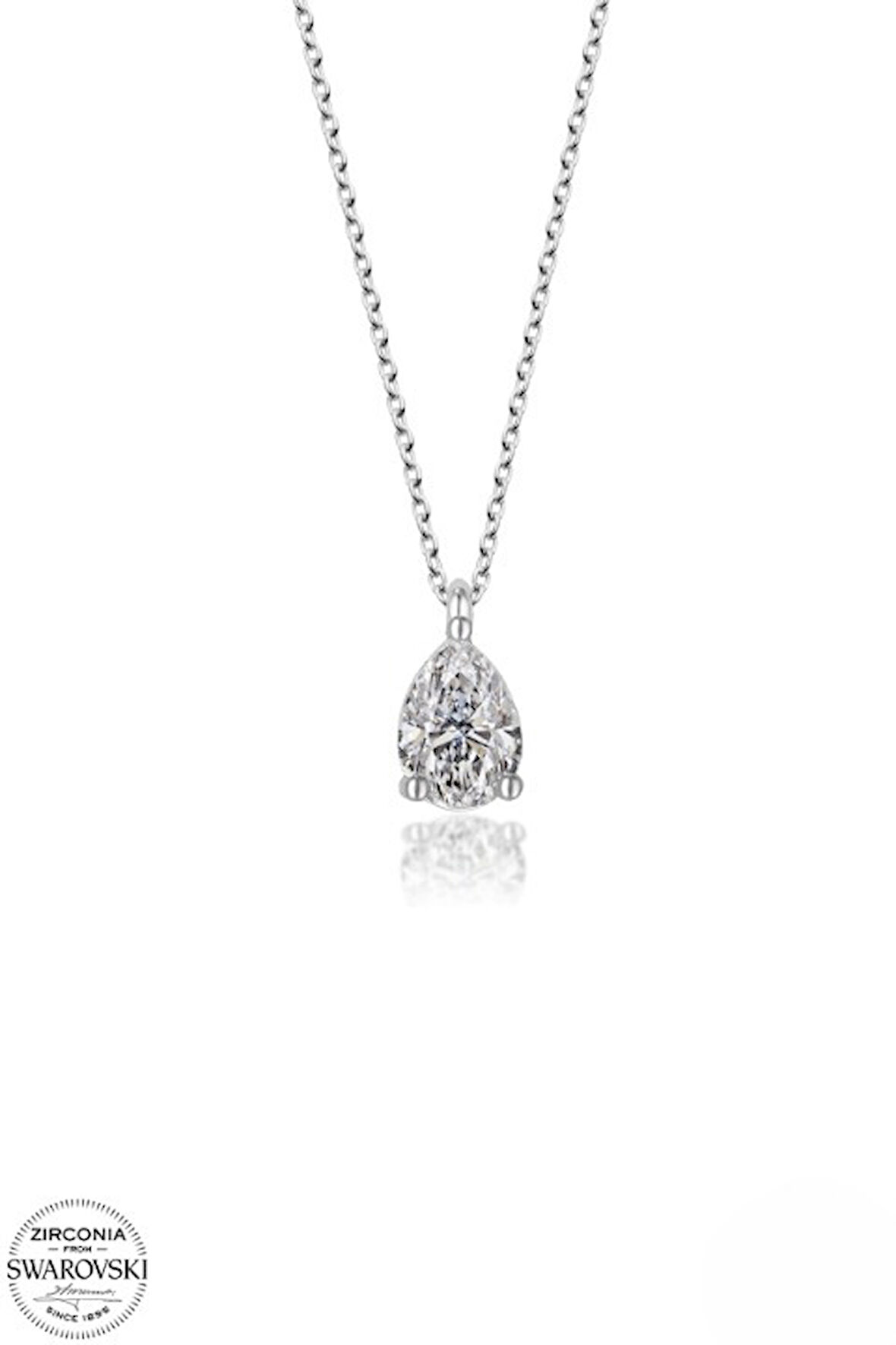 SWAROVSKİ TAŞLI  ZİRCONİA DAMLA PIRLANTA MONTÜR 925 AYAR GÜMÜŞ KOLYE