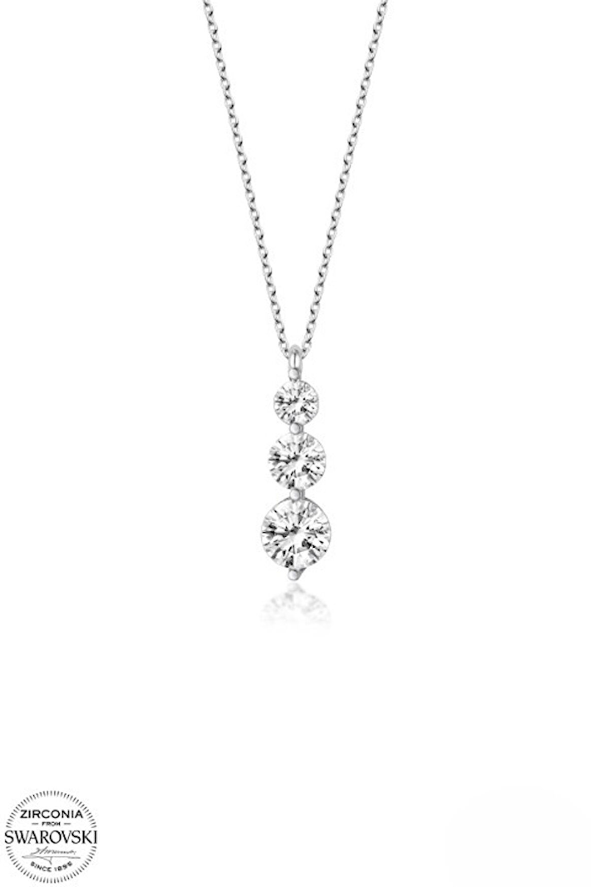 SWAROVSKİ TAŞLI  ZİRCONİA ÜÇLÜ PIRLANTA MONTÜR  925 AYAR GÜMÜŞ KOLYE