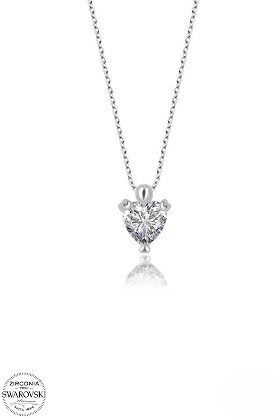SWAROVSKİ TAŞLI  ZİRCONİA YUVARLAK TEK TAŞ PIRLANTA MONTÜR  925 AYAR GÜMÜŞ KOLYE
