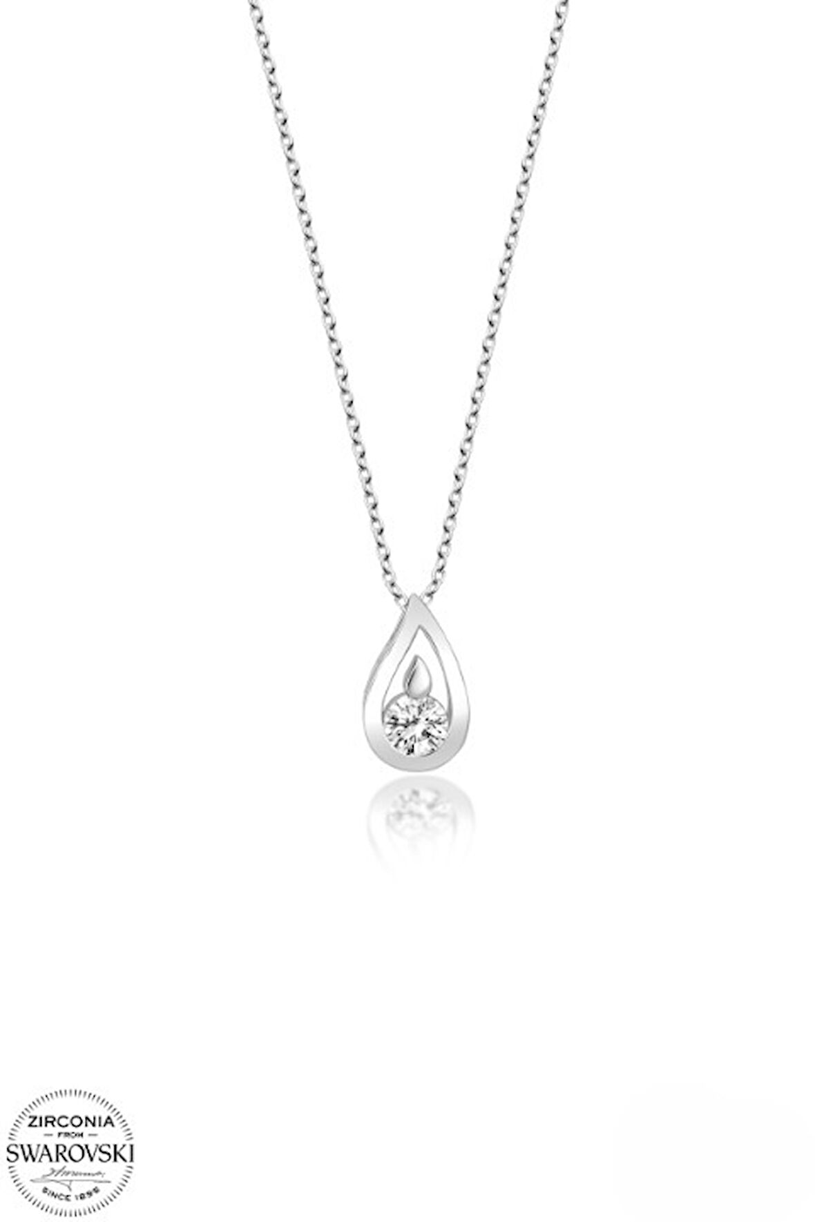 SWAROVSKİ TAŞLI  ZİRCONİA DAMLA PIRLANTA MONTÜR 925 AYAR GÜMÜŞ KOLYE