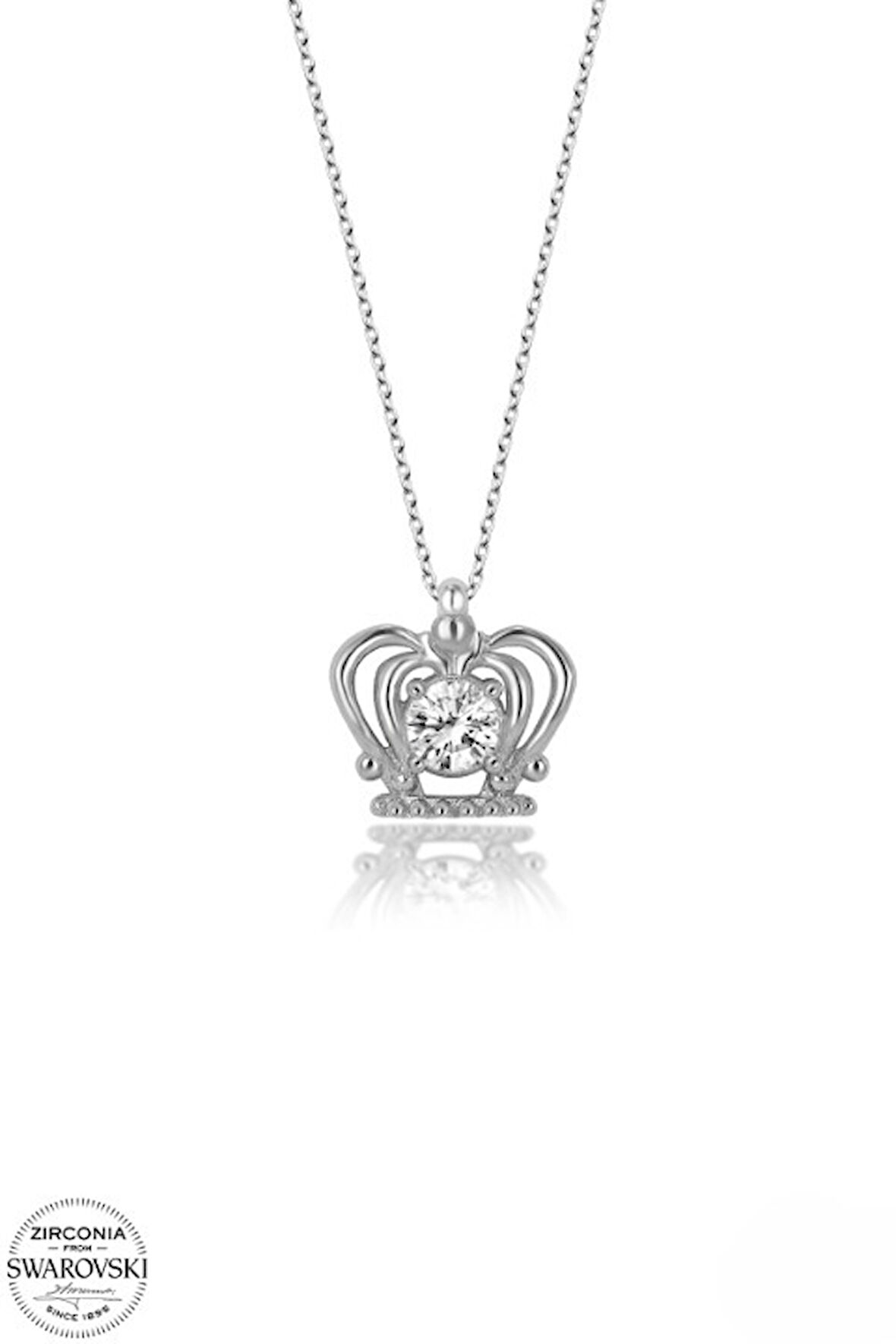 SWAROVSKİ TAŞLI  ZİRCONİA TAÇ 925 AYAR GÜMÜŞ KOLYE