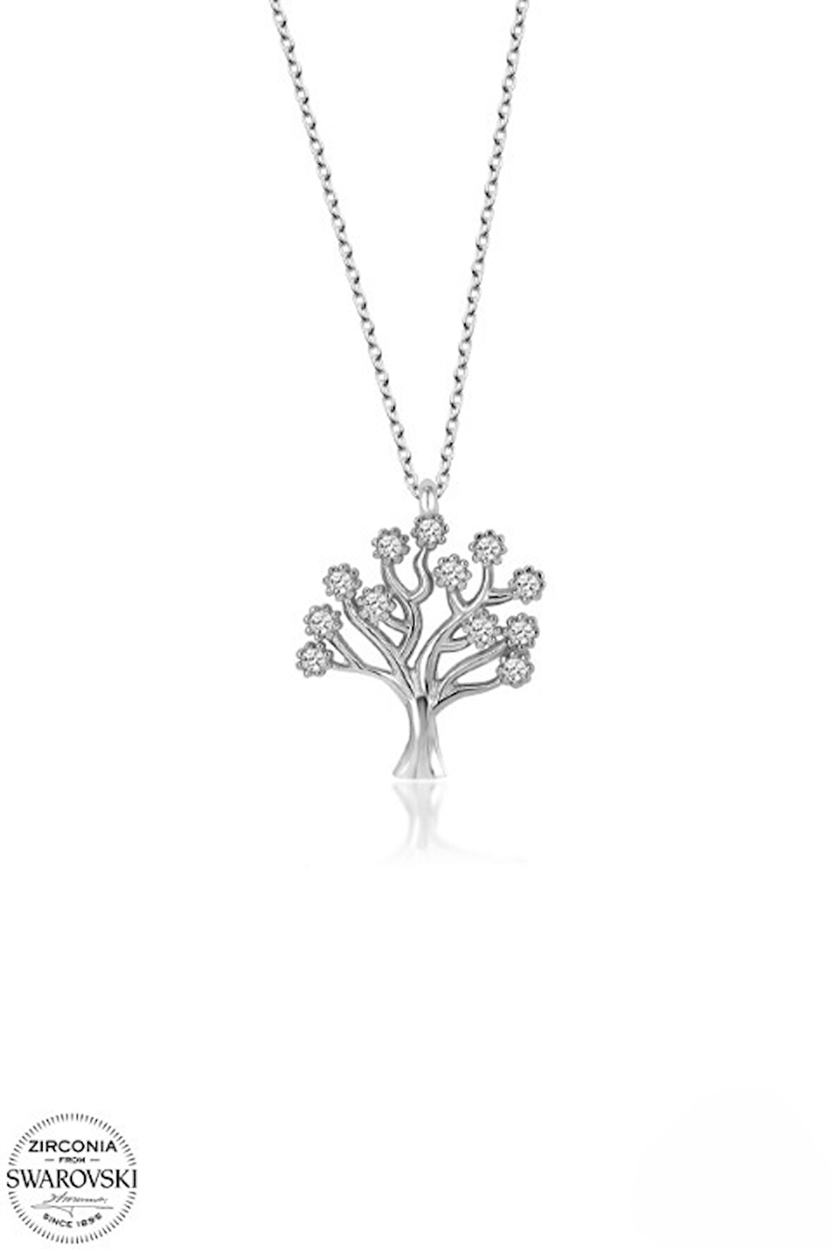 SWAROVSKİ TAŞLI  ZİRCONİA YAŞAM AĞAÇI 925 AYAR GÜMÜŞ KOLYE