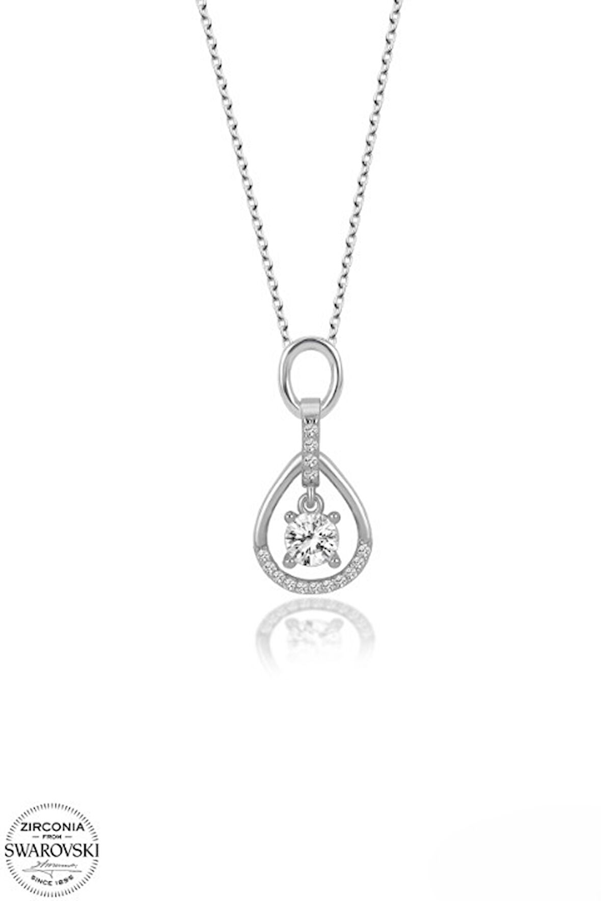 SWAROVSKİ TAŞLI  ZİRCONİA DAMLATEK TAŞ PIRLANTA MONTÜR 925 AYAR GÜMÜŞ KOLYE