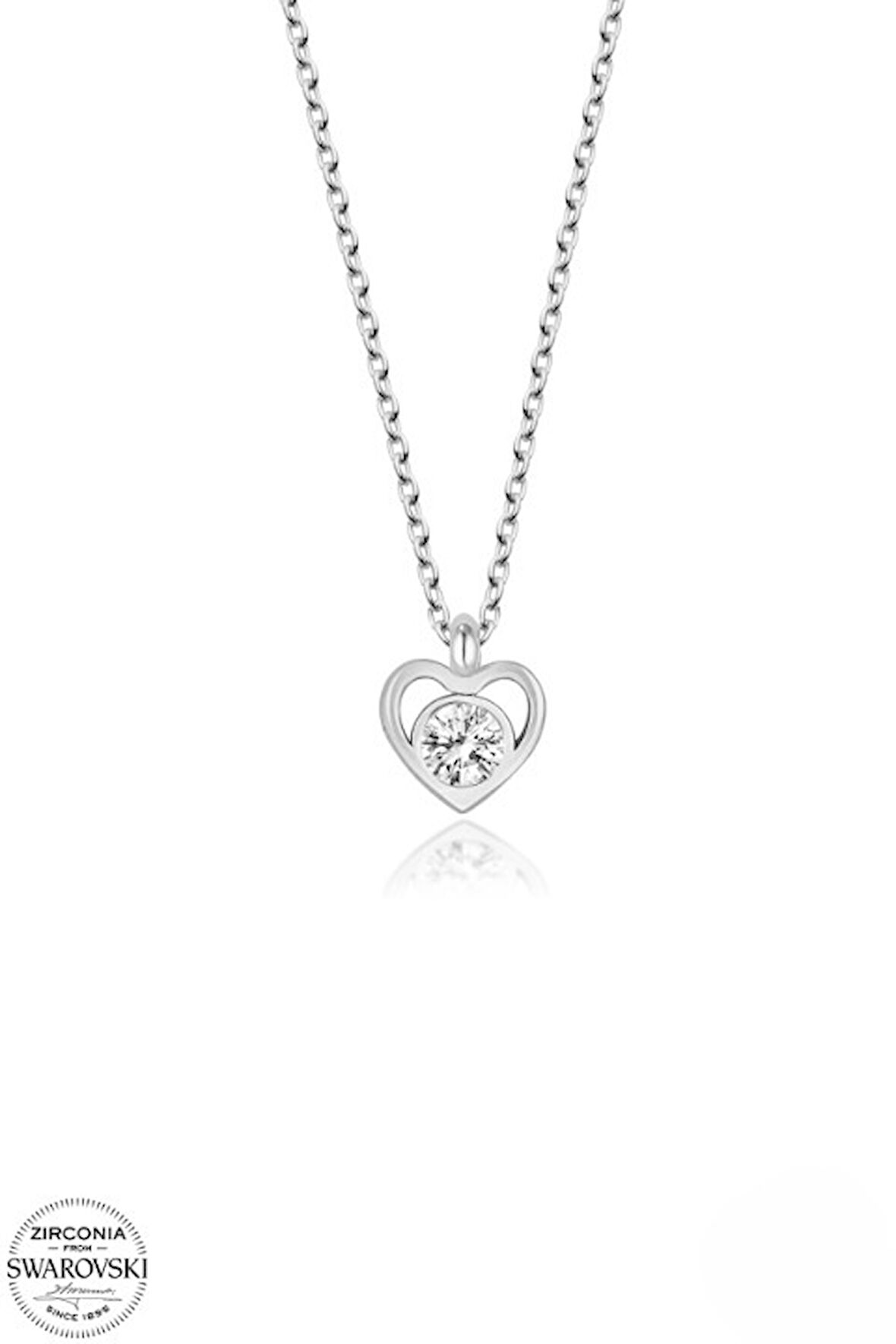 SWAROVSKİ TAŞLI  ZİRCONİA KALP TEK TAŞ PIRLANTA MONTÜR  925 AYAR GÜMÜŞ KOLYE