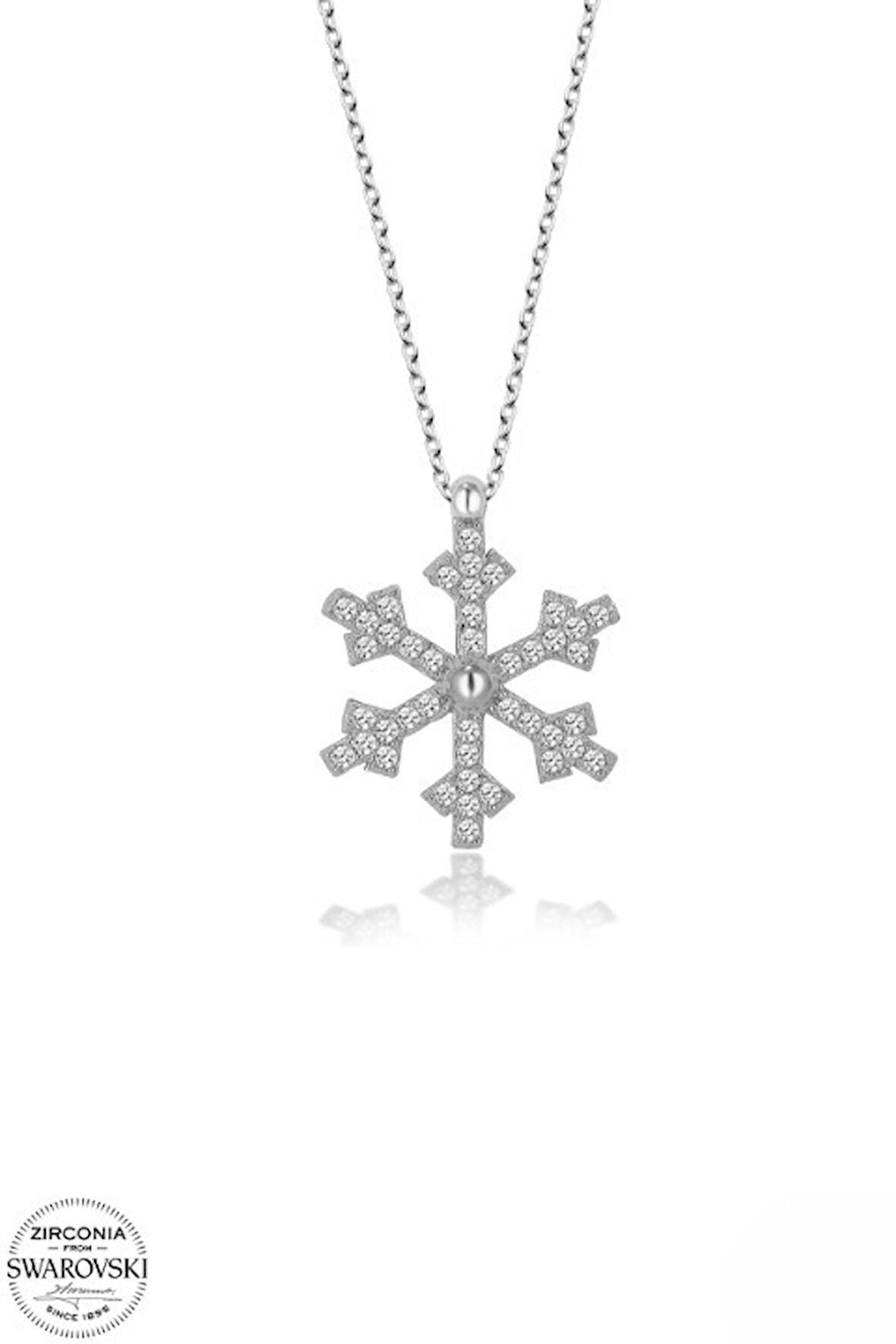SWAROVSKİ TAŞLI  ZİRCONİA KAR TANESİ 925 AYAR GÜMÜŞ KOLYE