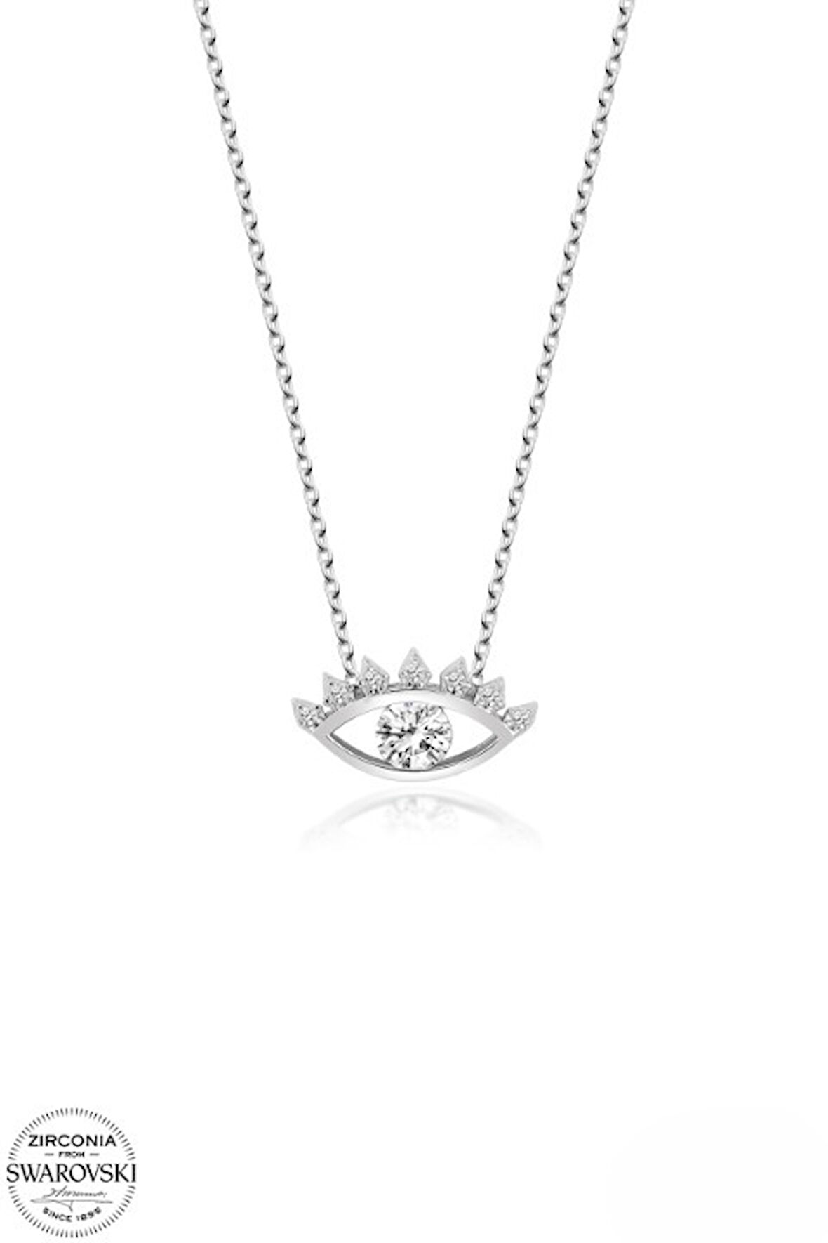 SWAROVSKİ TAŞLI  ZİRCONİA GÖZ 925 AYAR GÜMÜŞ KOLYE