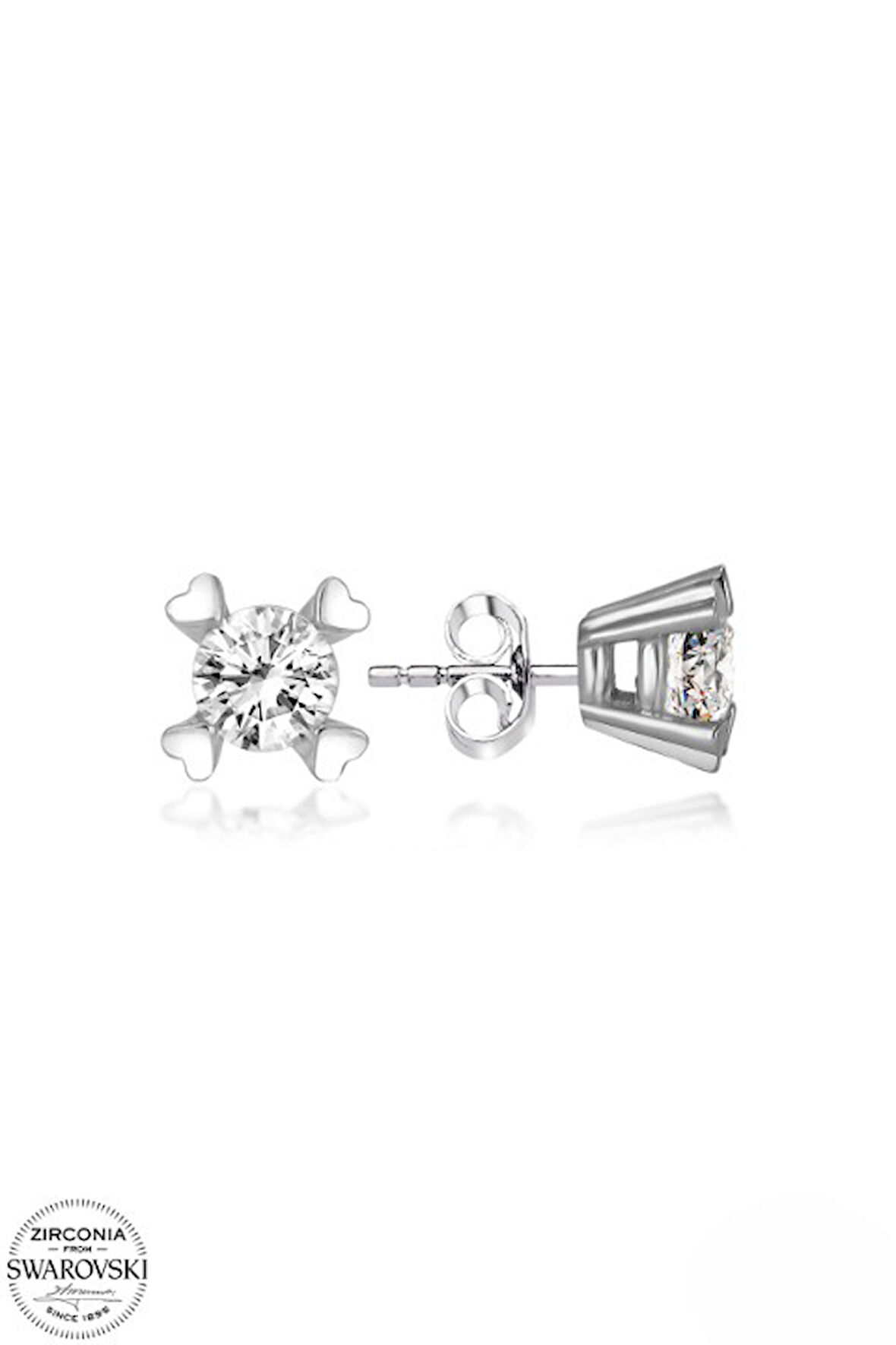SWAROVSKİ TAŞLI  ZİRCONİA PIRLANTA MONTÜR TEK TAŞ 925 AYAR GÜMÜŞ KÜPE