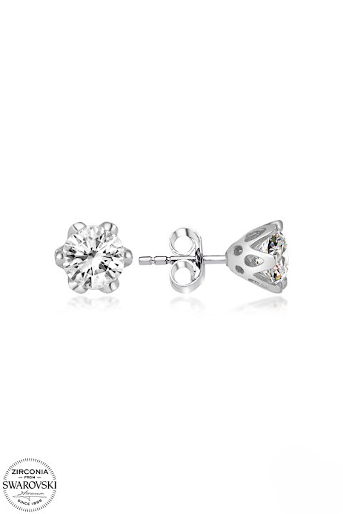SWAROVSKİ TAŞLI  ZİRCONİA PIRLANTA MONTÜR TEK TAŞ 925 AYAR GÜMÜŞ KÜPE