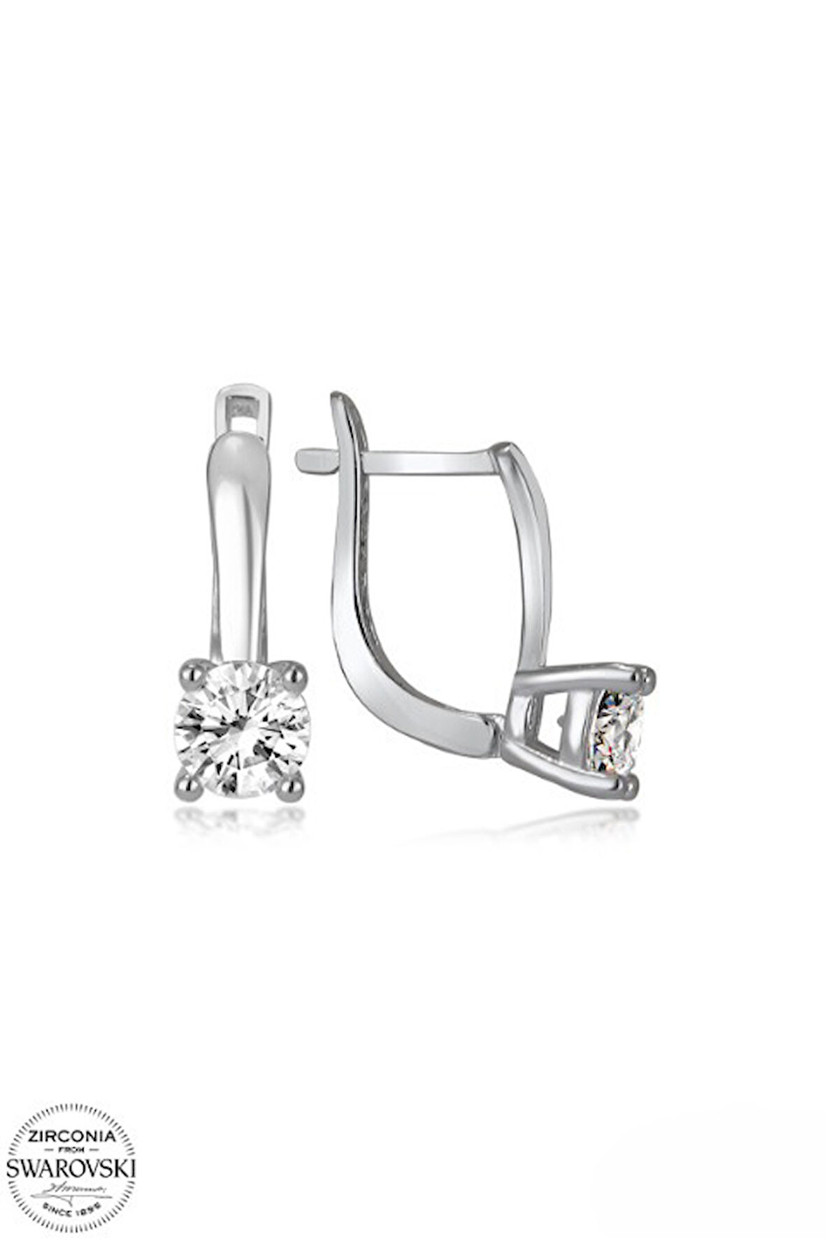 SWAROVSKİ TAŞLI  ZİRCONİA PIRLANTA MONTÜR TEK TAŞ 925 AYAR GÜMÜŞ KÜPE