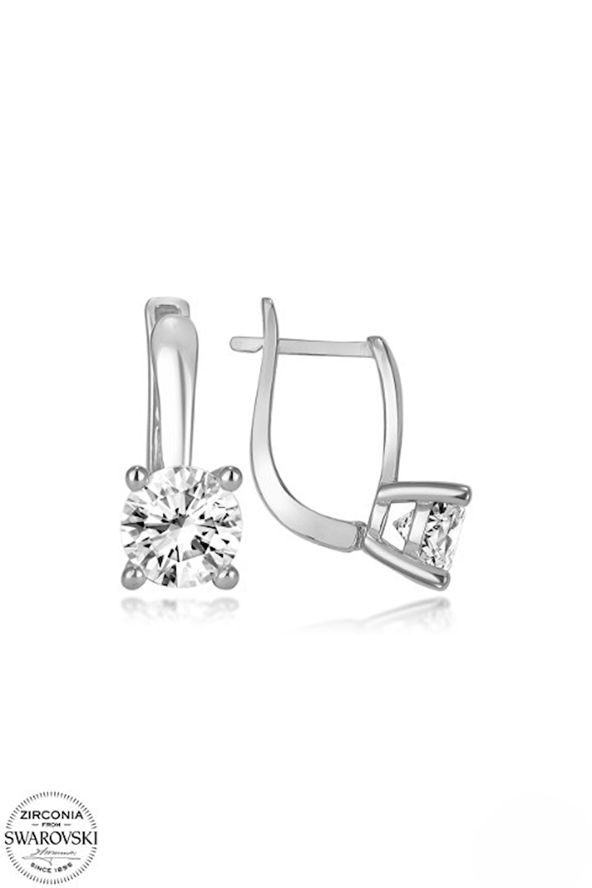 SWAROVSKİ TAŞLI  ZİRCONİA PIRLANTA MONTÜR TEK TAŞ 925 AYAR GÜMÜŞ KÜPE