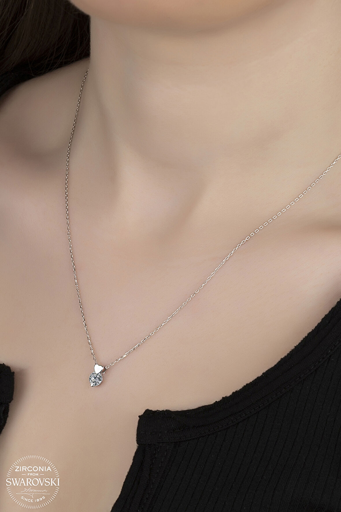 SWAROVSKİ TAŞLI  ZİRCONİA TEK TAŞ 925 AYAR GÜMÜŞ KOLYE