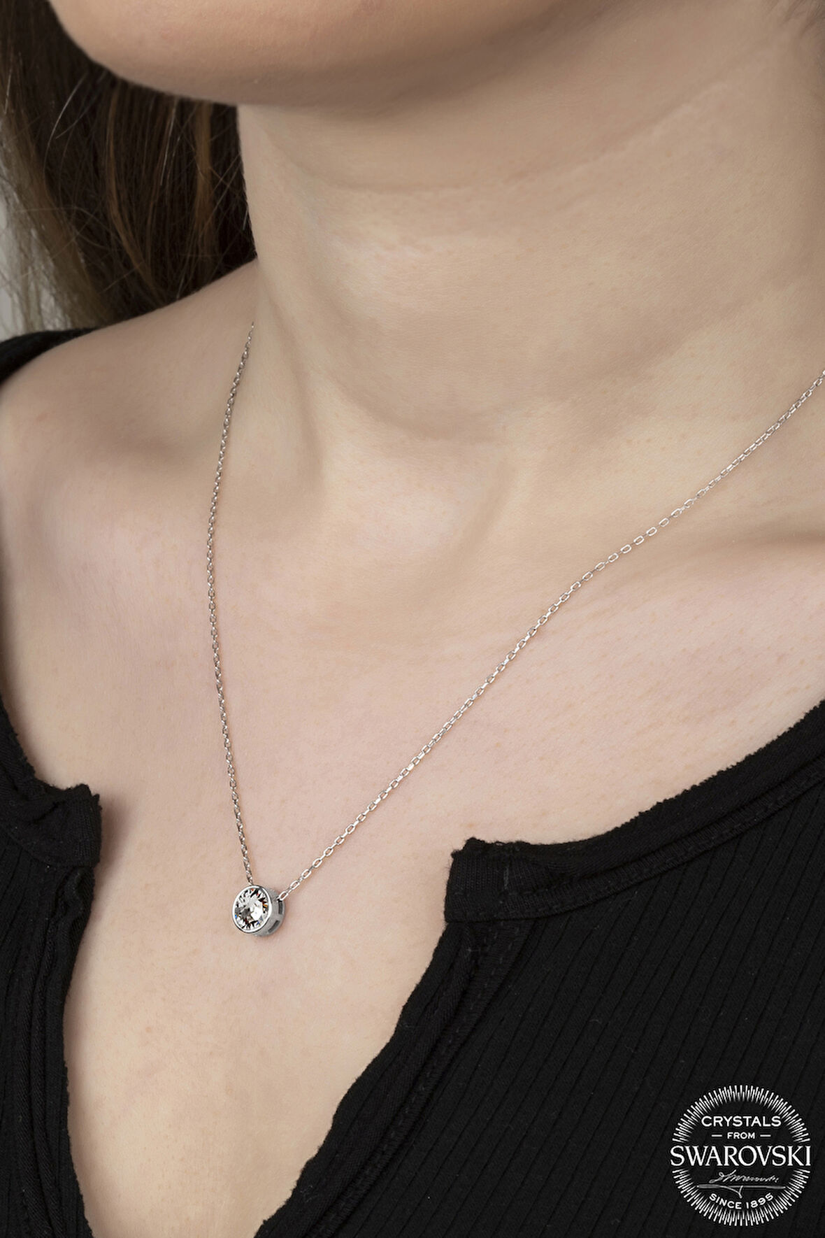 SWAROVSKİ TAŞLI  ZİRCONİA TEK TAŞ 925 AYAR GÜMÜŞ KOLYE