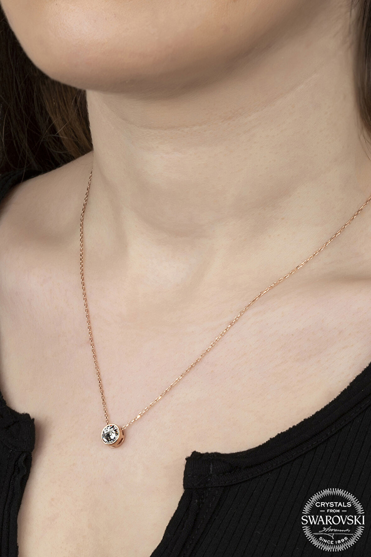 SWAROVSKİ TAŞLI  ZİRCONİA TEK TAŞ 925 AYAR GÜMÜŞ KOLYE