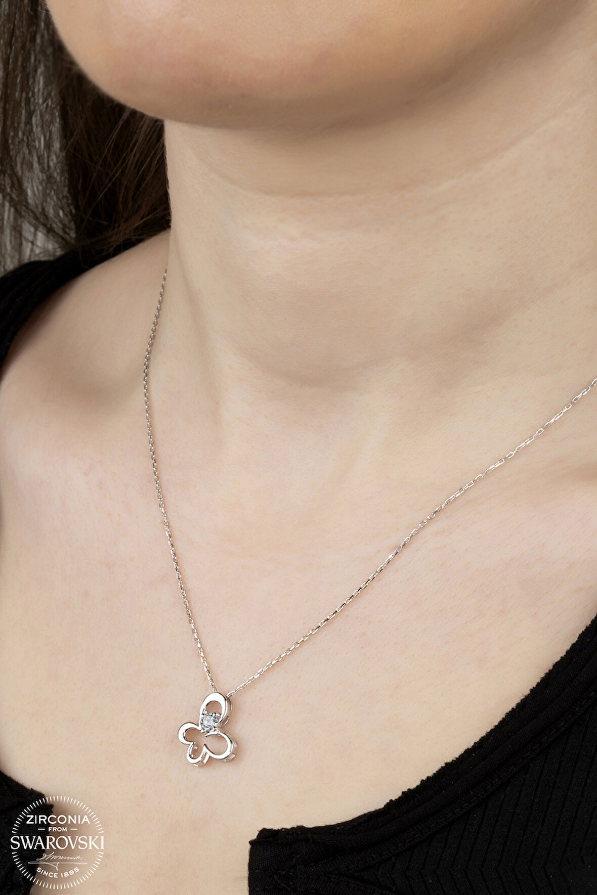 SWAROVSKİ TAŞLI  ZİRCONİA YUSUFÇUK 925 AYAR GÜMÜŞ KOLYE