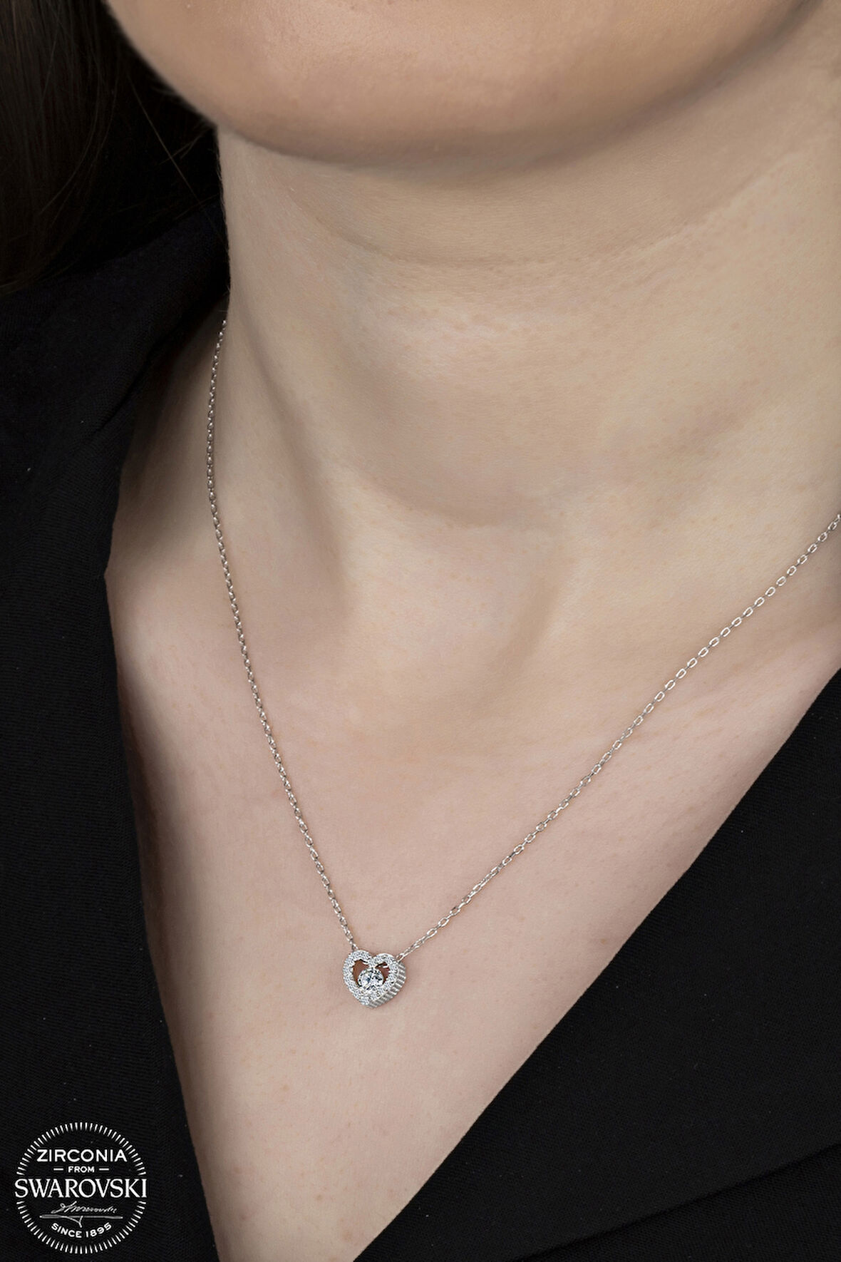 SWAROVSKİ CRYSTAL AŞK 925 AYAR GÜMÜŞ KOLYE