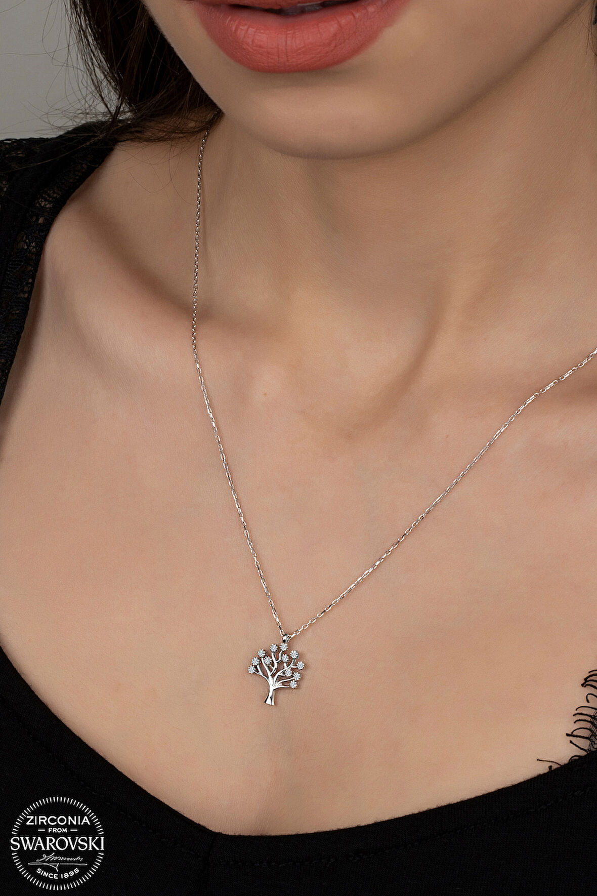 SWAROVSKİ CRYSTAL BEREKET AĞACI 925 AYAR GÜMÜŞ KOLYE