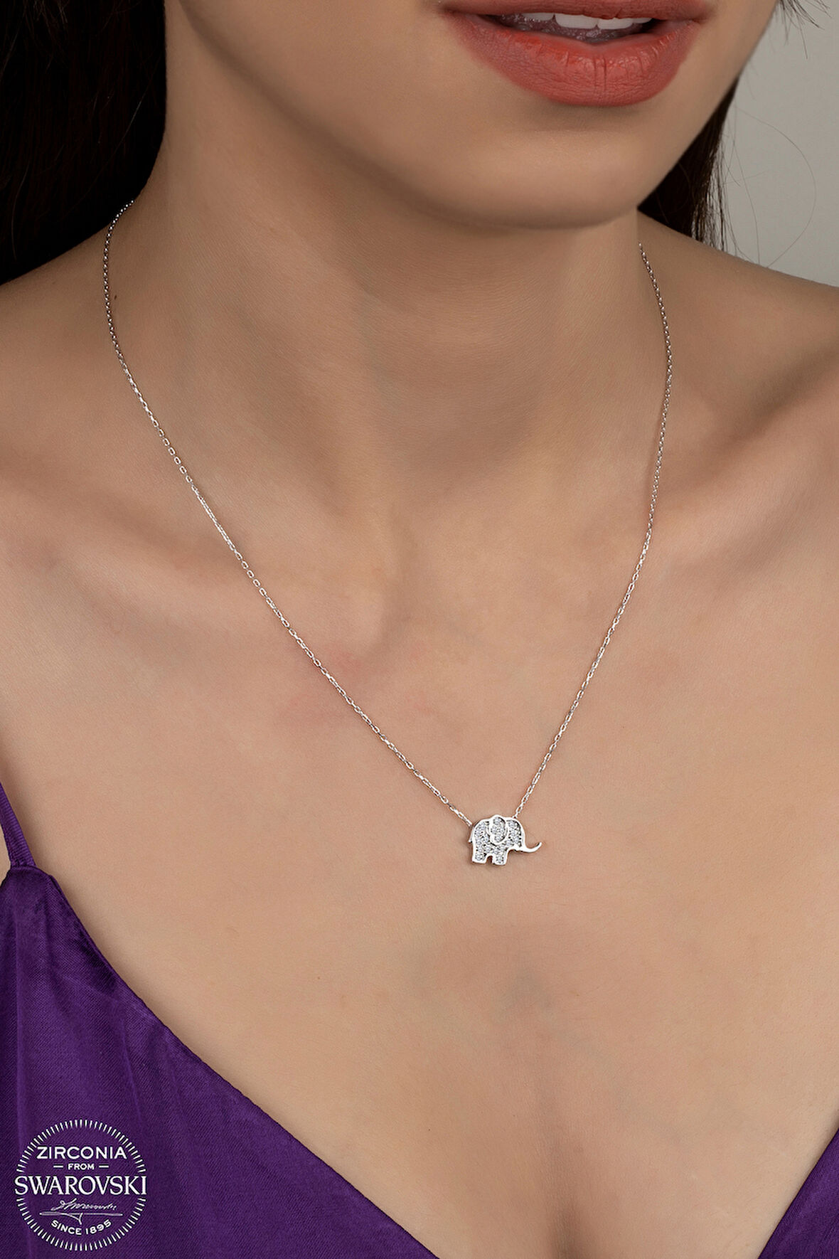 SWAROVSKİ CRYSTAL FİL 925 AYAR GÜMÜŞ KOLYE