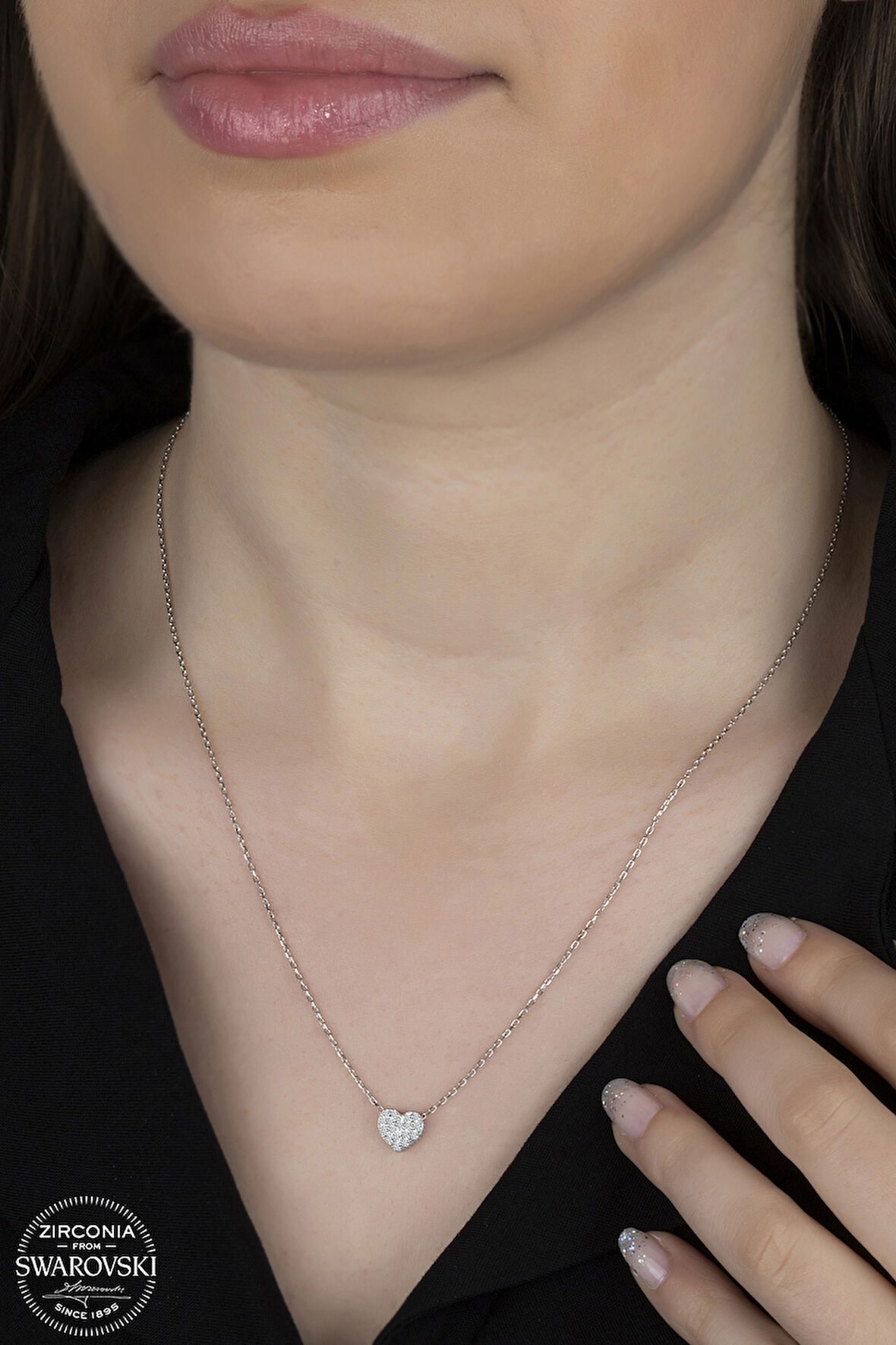 SWAROVSKİ CRYSTAL KALP  925 AYAR GÜMÜŞ KOLYE