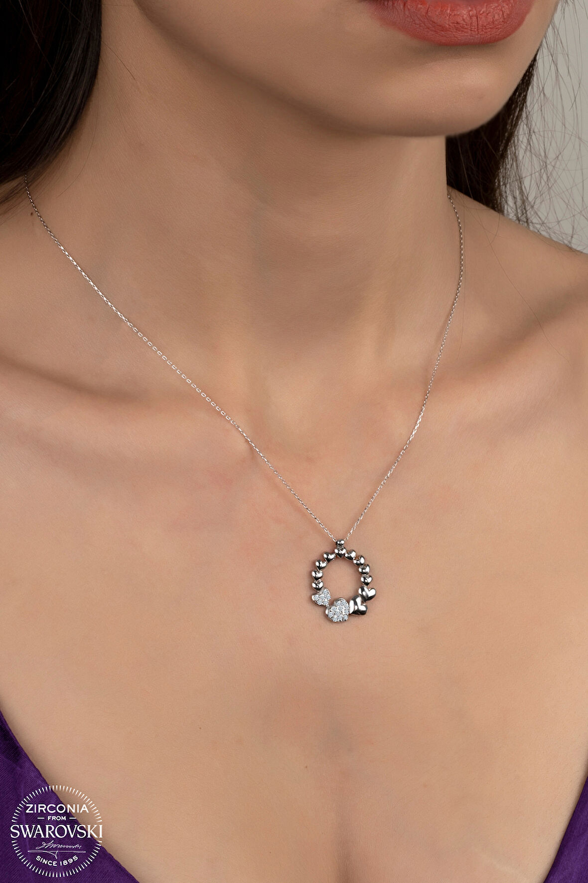 SWAROVSKİ CRYSTAL KALP BAHÇESİ  925 AYAR GÜMÜŞ KOLYE