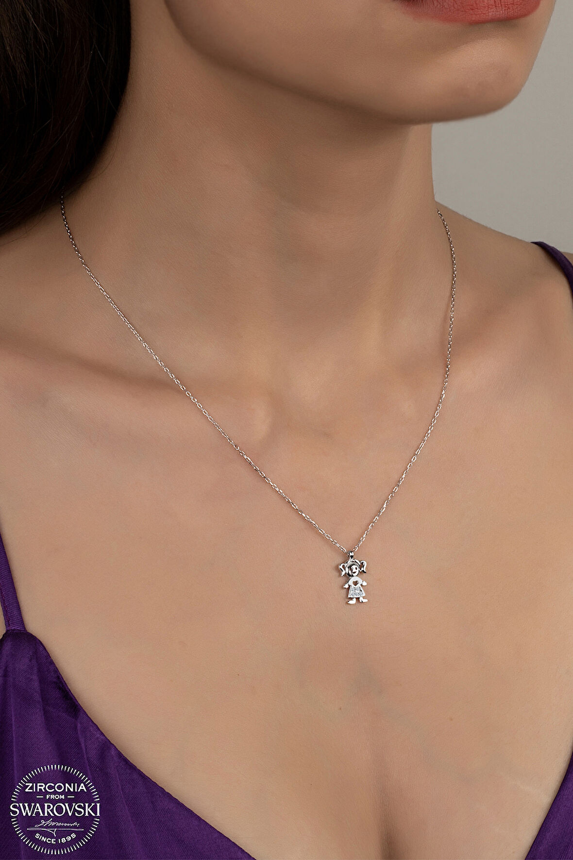 SWAROVSKİ CRYSTAL KIZ ÇOCUĞU 925 AYAR GÜMÜŞ KOLYE