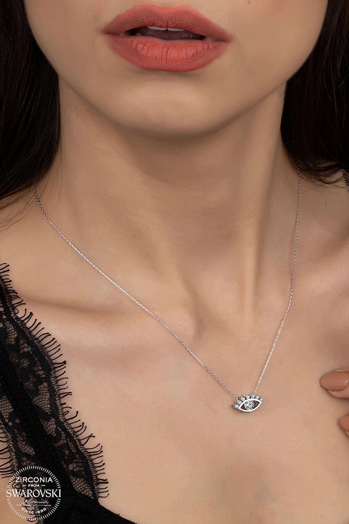 SWAROVSKİ CRYSTAL NAZAR GÖZ 925 AYAR GÜMÜŞ KOLYE