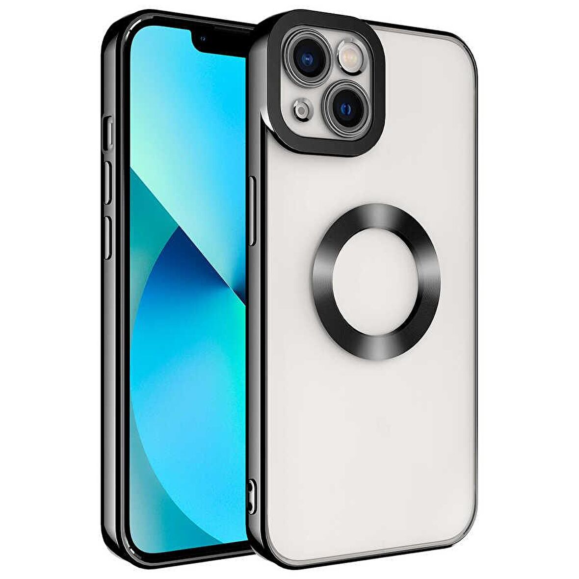 Iphone 14 Kılıf Uyumlu Köşeleri Renkli Şeffaf Kamera Korumalı Silikon Luxury Kapak 