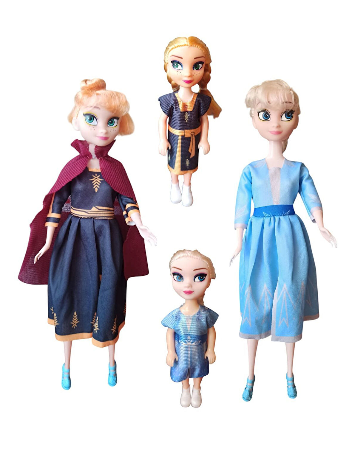 Frozen Anna ve Elsa Oyuncak Bebek Seti - 2 Büyük, 2 Küçük