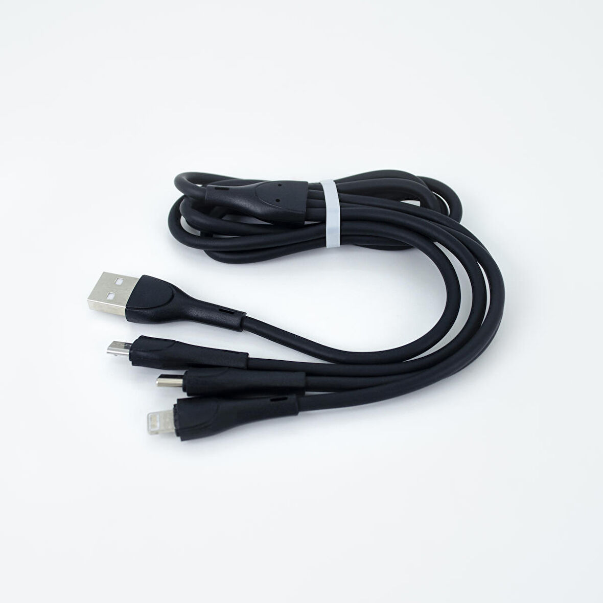 Global CA107 Gfz 3in1 Micro, Lightning, Type-C Çıkışlı Data ve Şarj Kablosu 3.4A Siyah