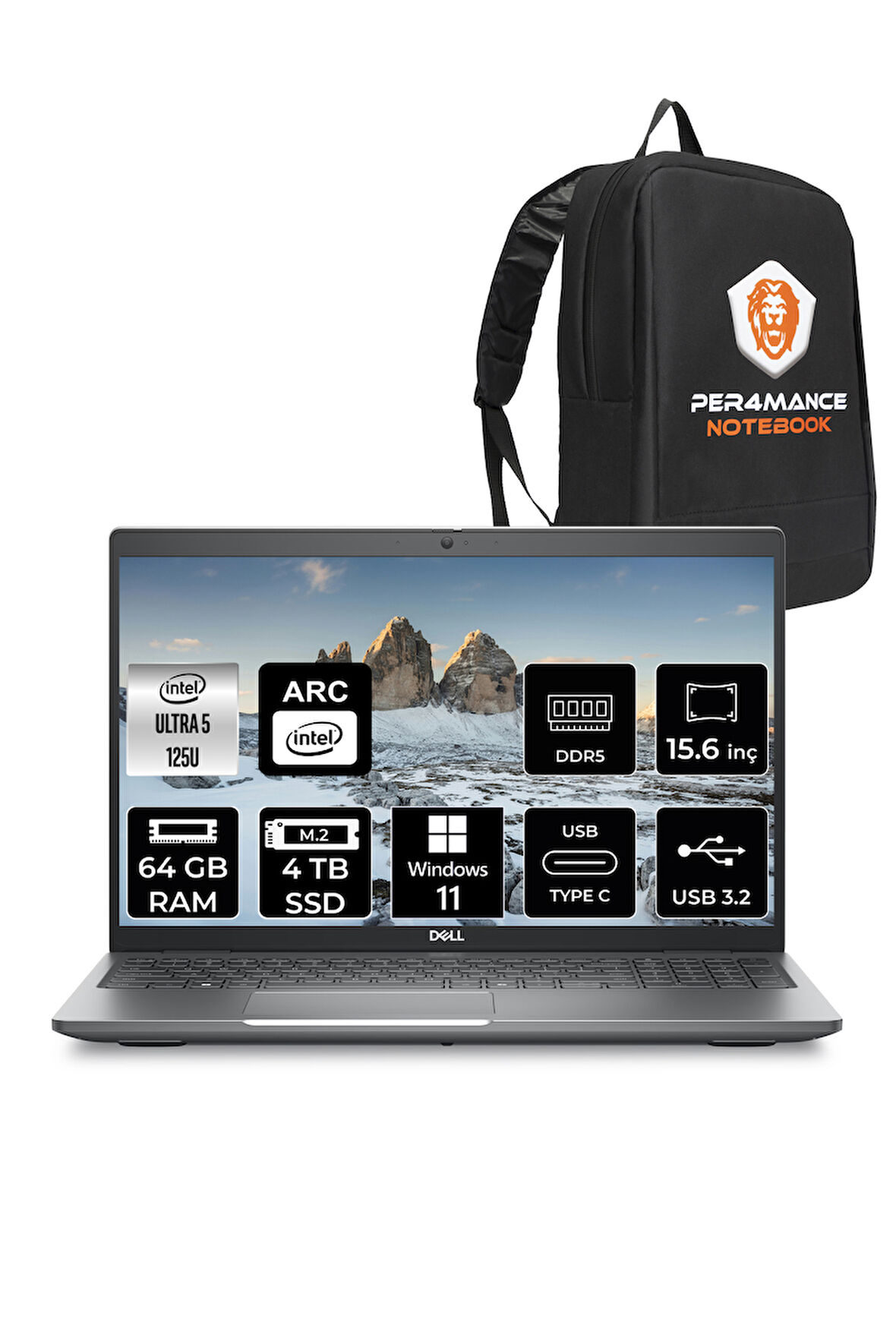 DELL Latitude 5550 Ultra 5 125U 64GB DDR5 4TB SSD 15.6'' FHD W11H Dizüstü Bilgisayar & PER4 ÇANTA