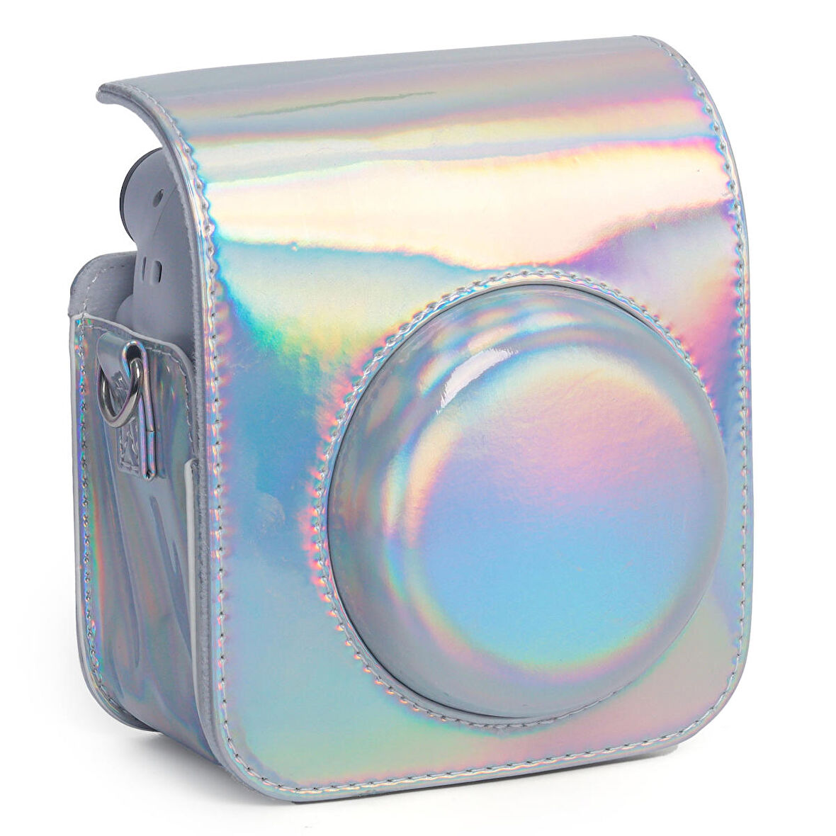Instax Mini 12 Makine Uyumlu Silver Parlak Deri Kılıf
