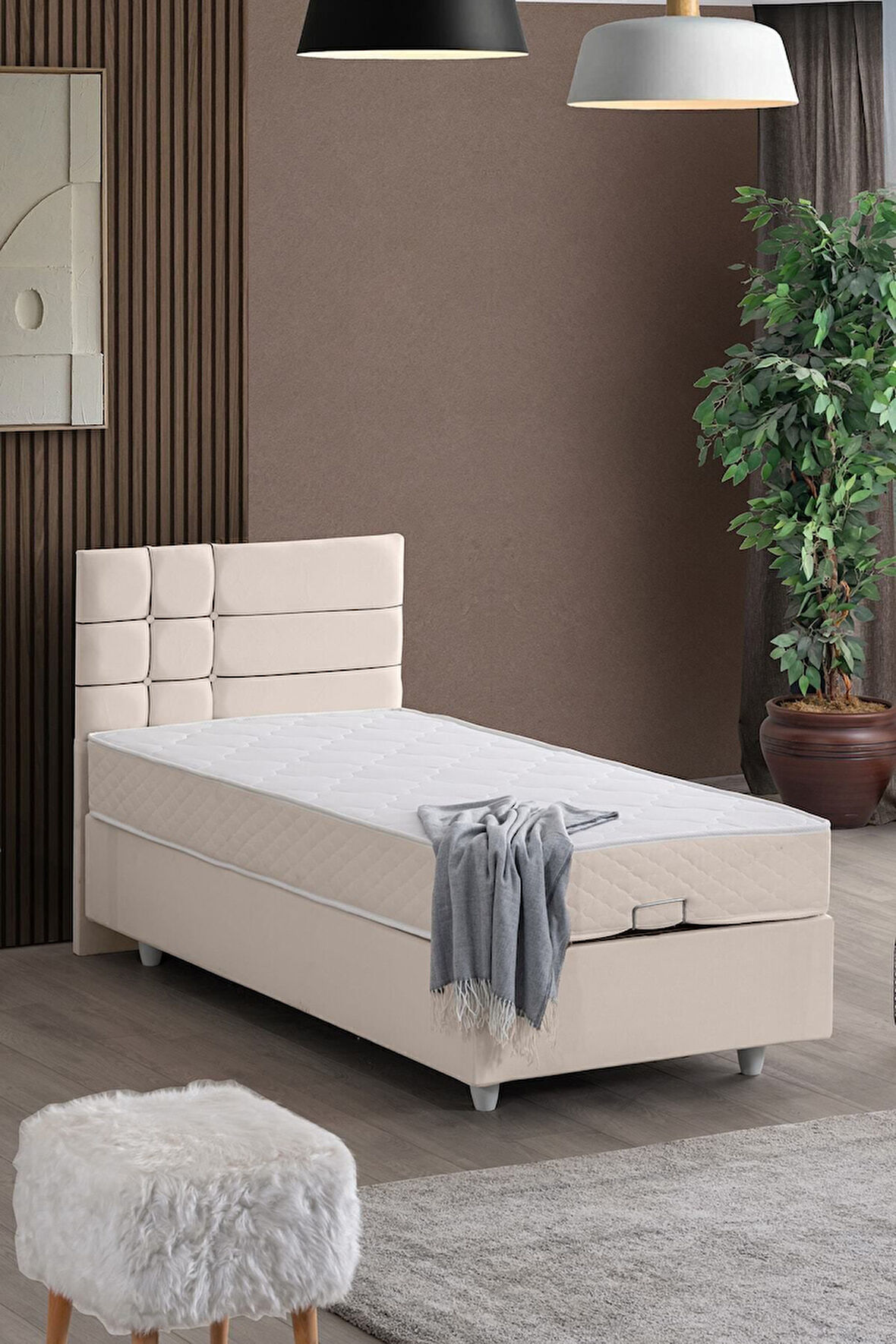 Almada Tek Kişilik Baza Başlık Letto Yatak Seti