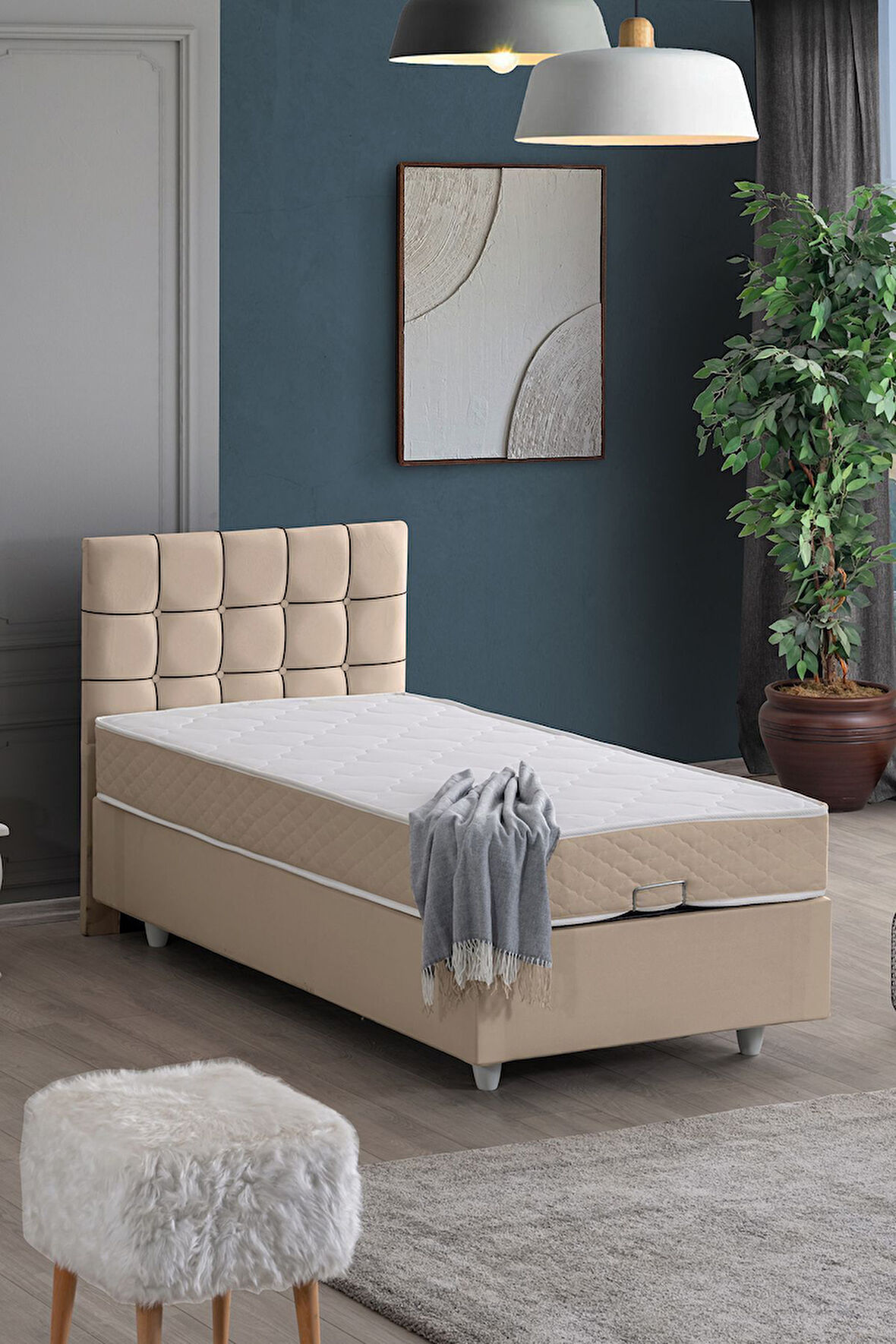 Tavira Tek Kişilik Baza Başlık Letto Yatak Seti