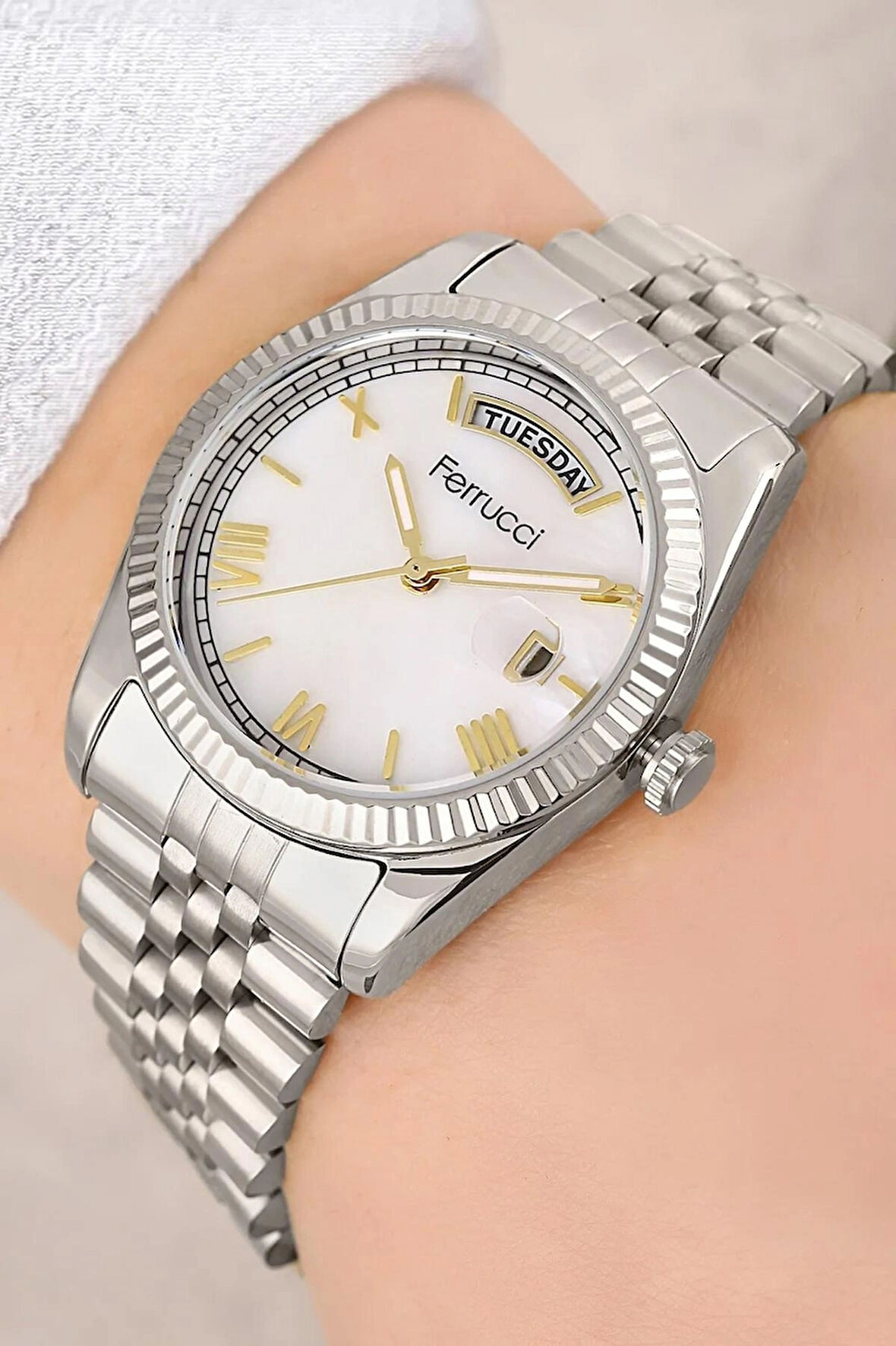 Ferrucci Jübile Kordon Takvimli Çelik Kadın Kol Saati