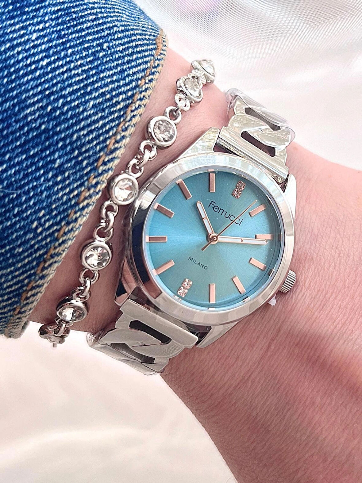 Ferrucci 6 RENK SEÇENEKLİ Çelik Kadın Kol Saati+Bileklik Hediye