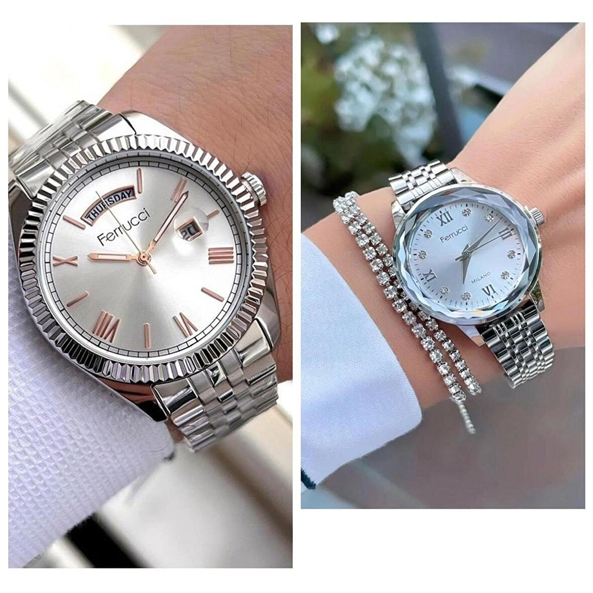  Çelik Kordon Roma Rakamlı Yeni Sezon Sevgili Kol Saati+Bileklik Hediyeli