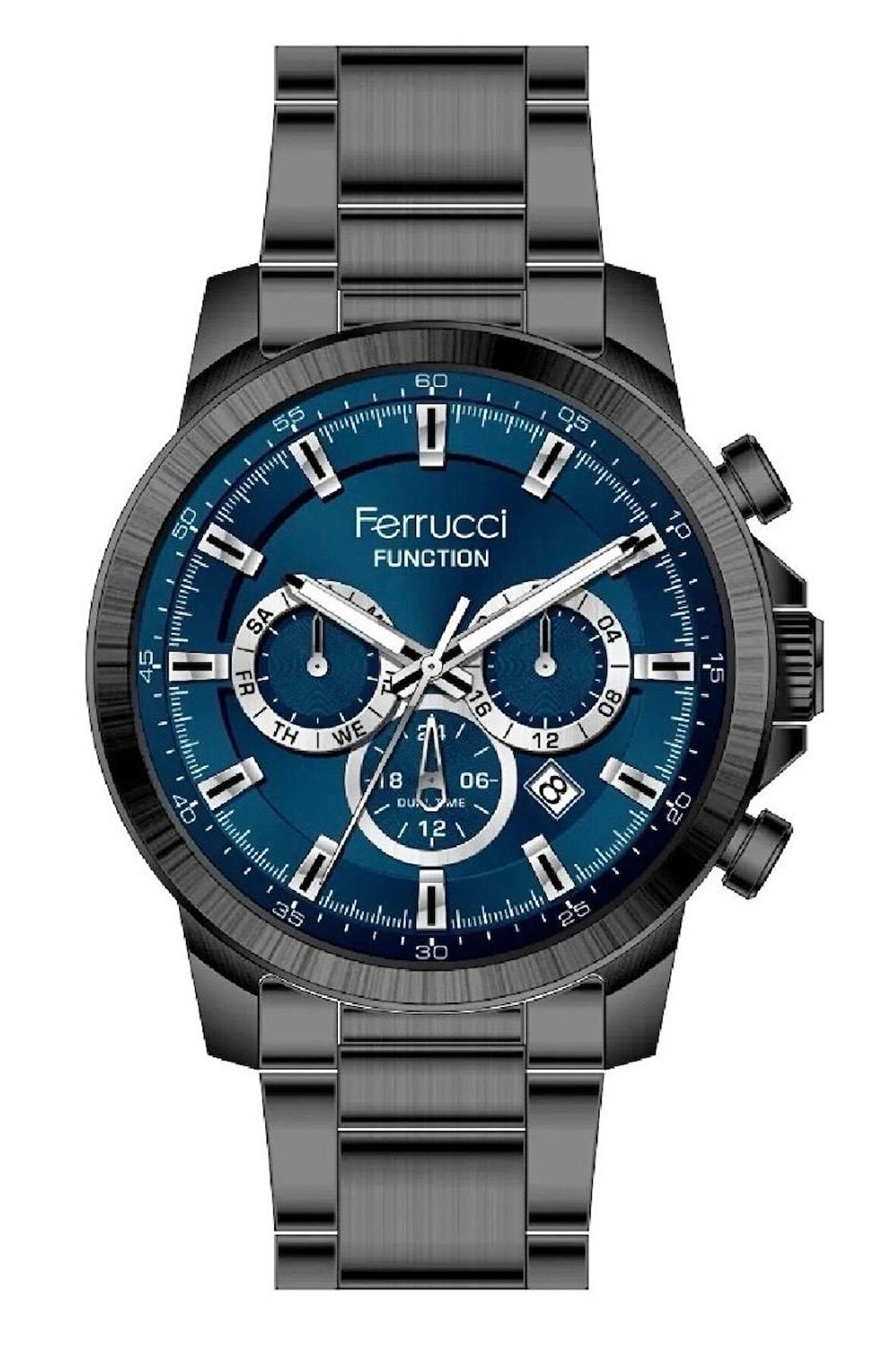 Ferrucci Füme Renk Çelik Full Fonksiyonlu+Takvimli Erkek Kol Saati