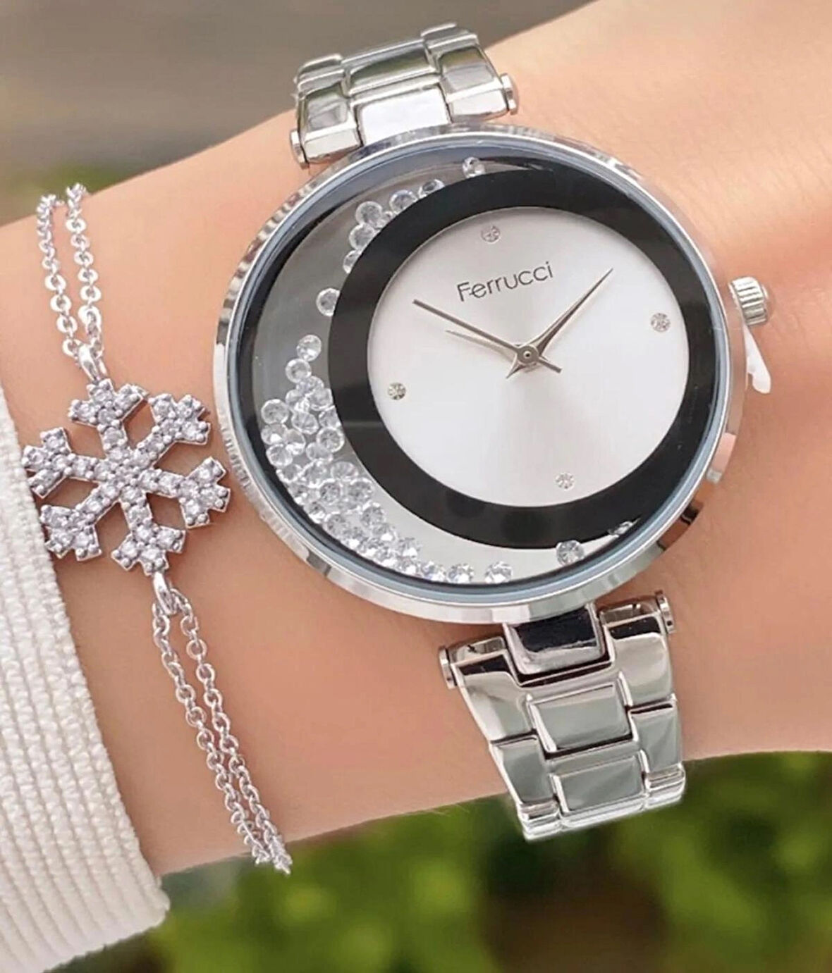 Ferrucci Taşlı Kasa Şık Kadın Kol Saati Bileklik Hediyeli 