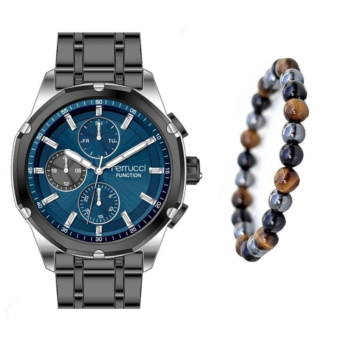 Ferrucci Fonksiyonları Aktif Spor Model Çelik Erkek Kol Saati+Bileklik