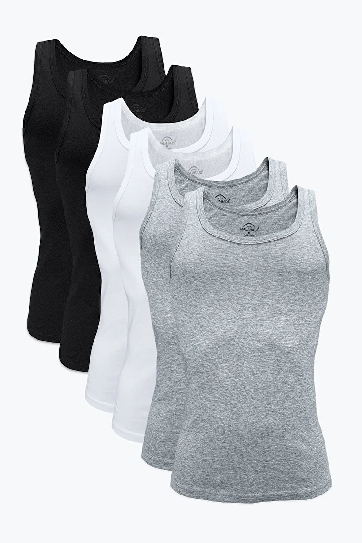 Erkek Siyah Gri 6 Lı Paket %100 Pamuk Ribana Atlet 6m034-e