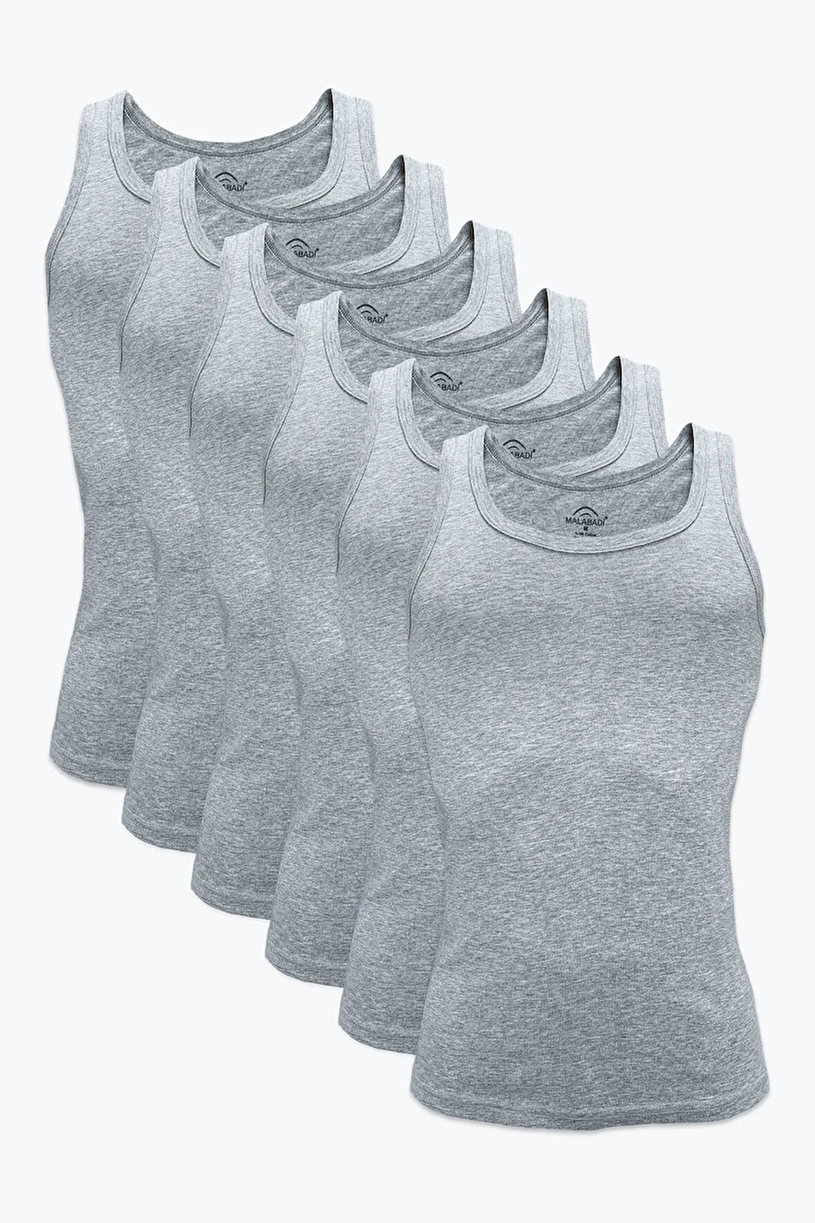 Erkek Siyah Gri 6 Lı Paket %100 Pamuk Ribana Atlet 6m034-e