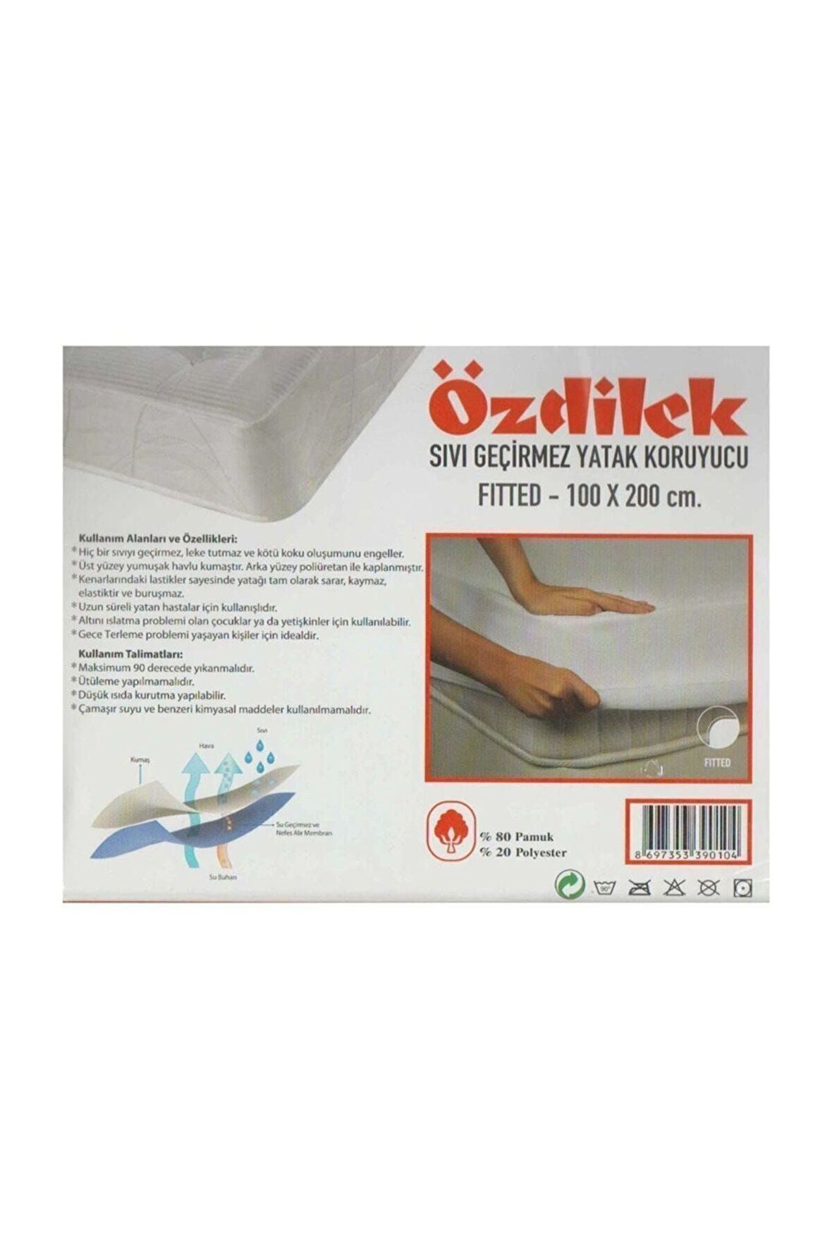 Özdilek Alez Fitted Sıvı Geçirmez Yatak Koruyucu 100x200 Cm