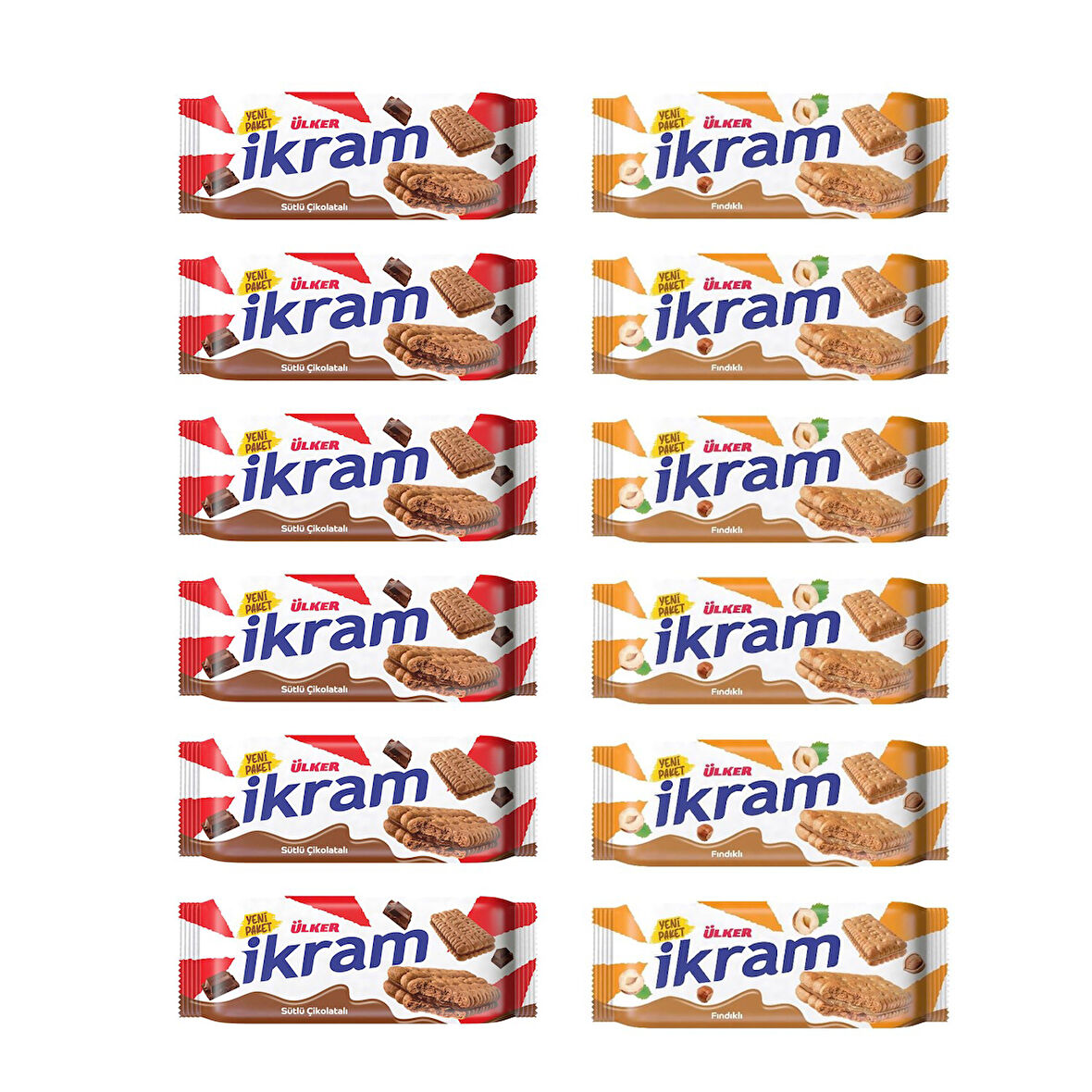 Ülker İkram 84 gr Çikolatalı ve Fındıklı 12 li Karma Paket
