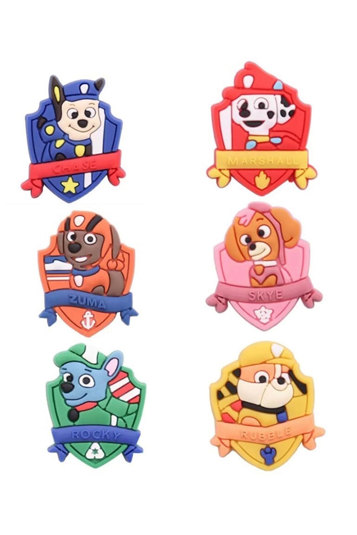 Paw Patrol karakterleri Crocs 6 Li Terlik Süsü, Chase, Marshall, Rocky, Zuma, Rubble, Skye