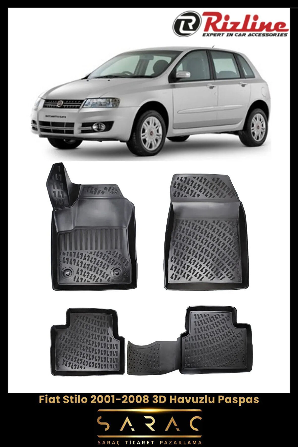 Rizline Fiat Stilo 2007 Model 3D Havuzlu Paspas