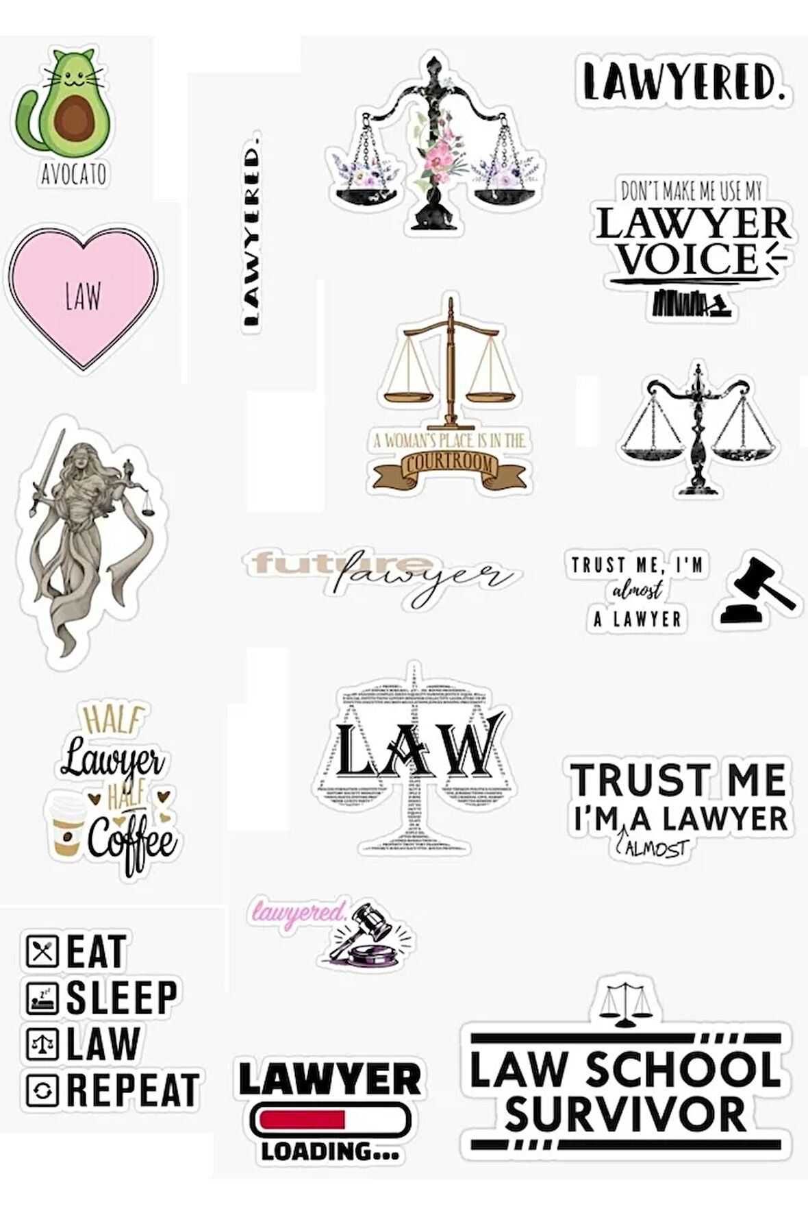 Hukuk Avukat Lawyer Temalı 18'li Sticker Seti