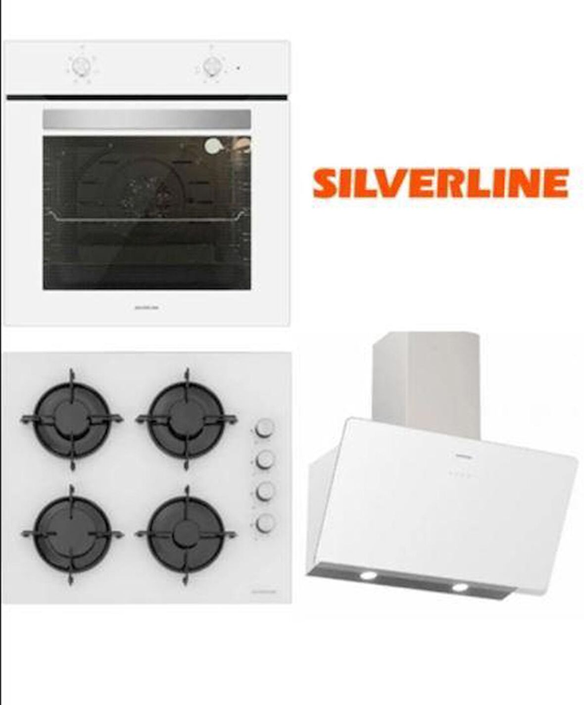 Silverline Beyaz Cam Ankastre Set Bo65e1w01 - Cs5349w01 -3457 Soho